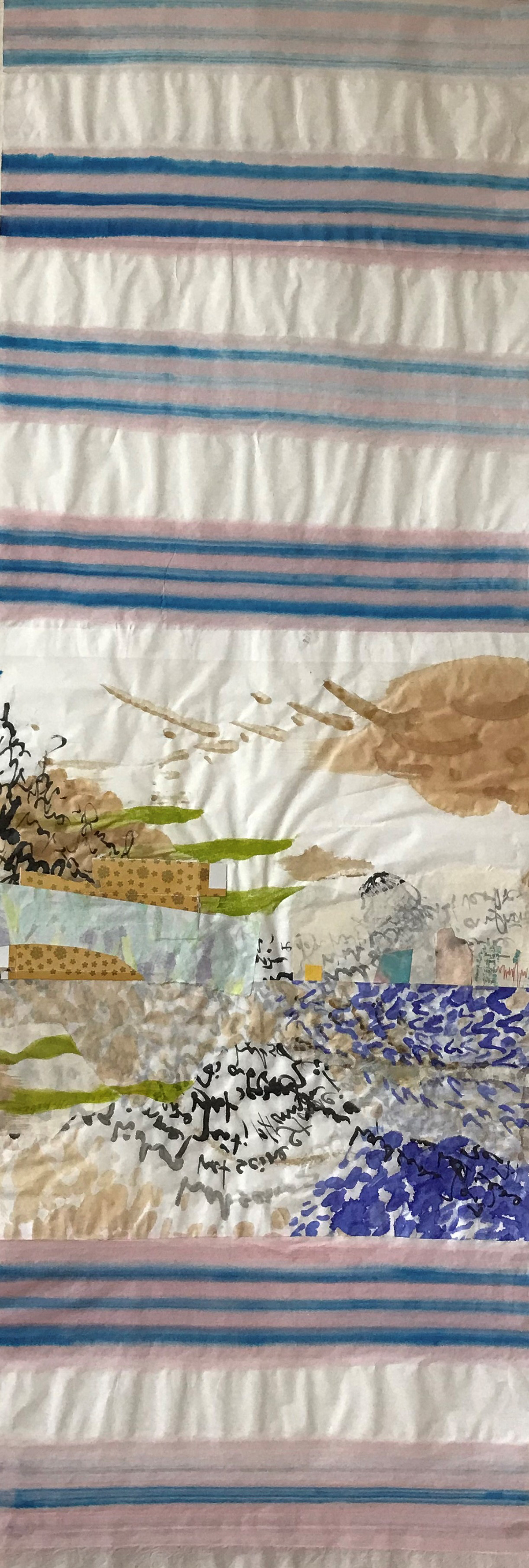 Landschaft zieht vorbei, 2021, Tinten, Tusche, Papiere