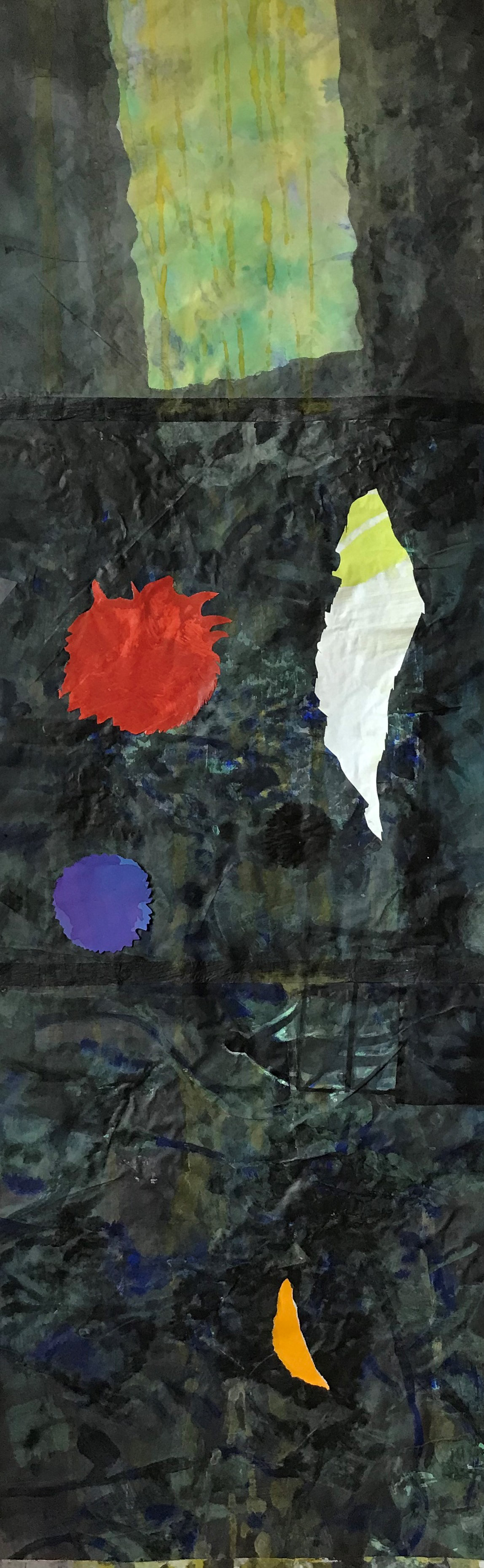 Die Fragen kommen in der Nacht (Sihl), 2022, Tusche, Gouache, Collage