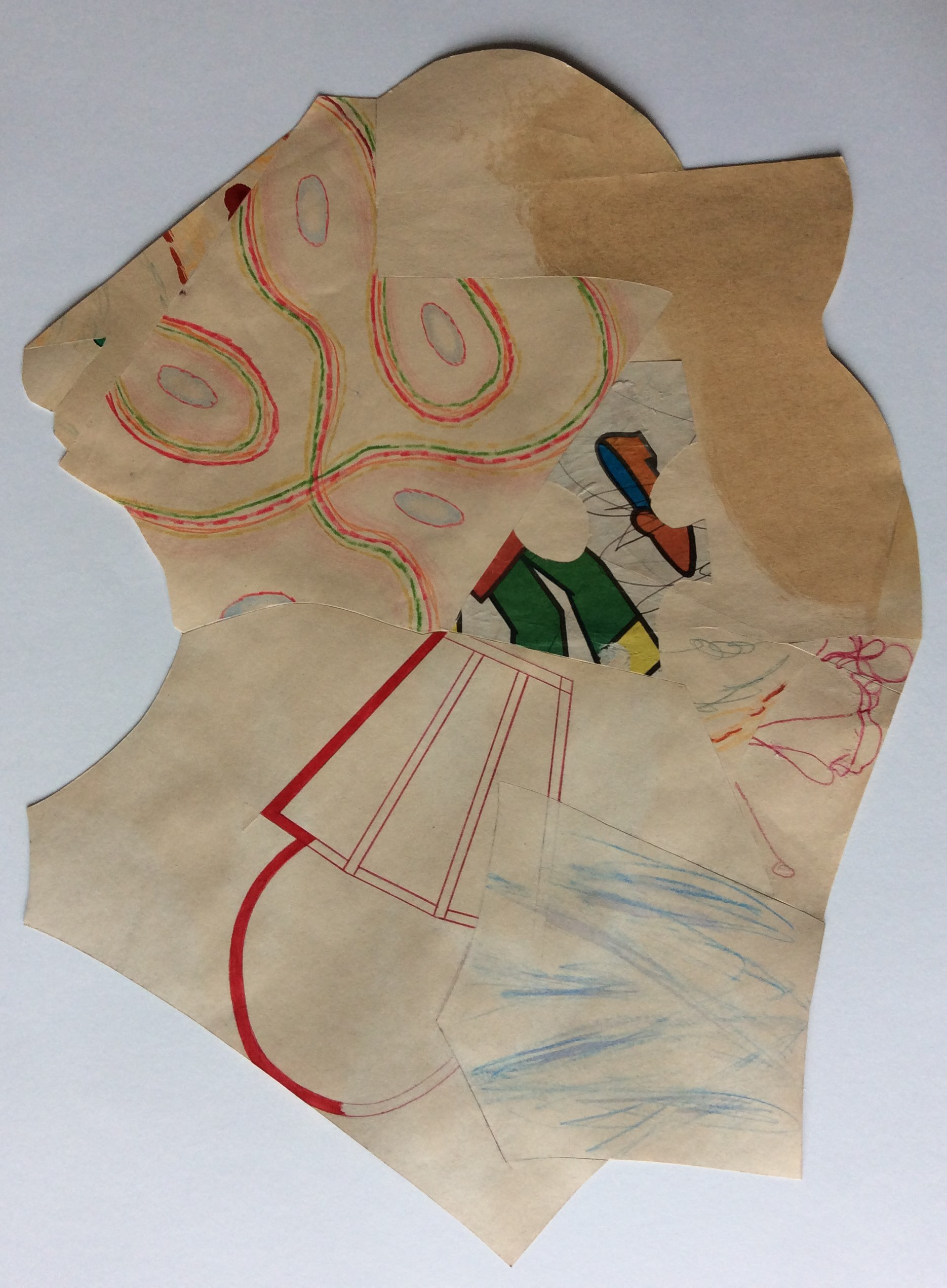 der Eimer, 1994, Henna und Farbstift auf Tapetenpapier, Ausmalbuch, 50 x 40 cm