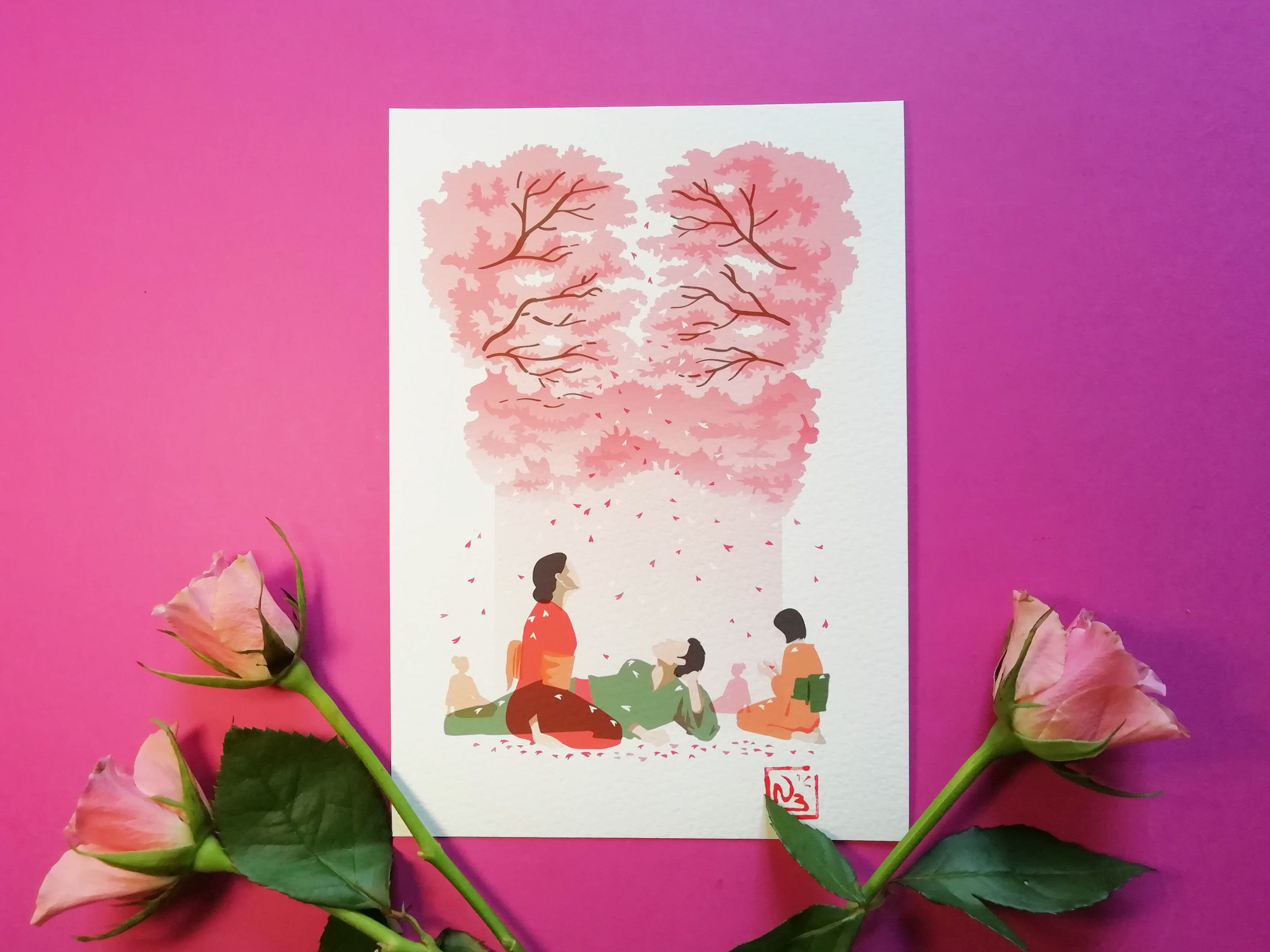 Série limitée Fine art print - Printemps - Hanami - détail