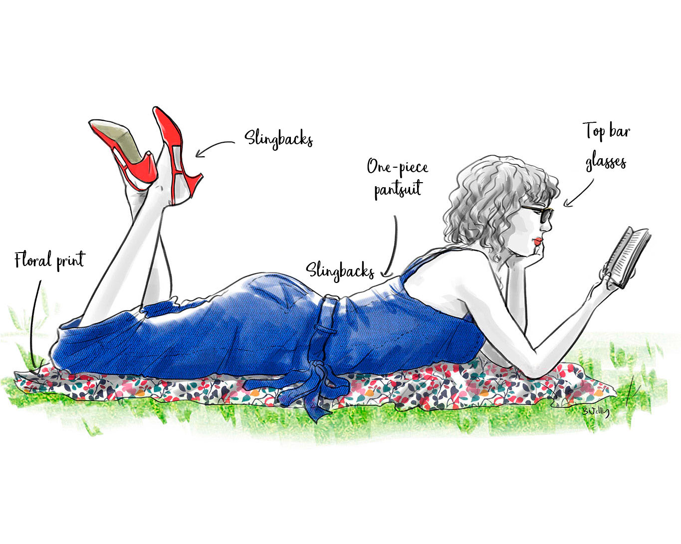 Illustration fashion - Total denim look - Slingback