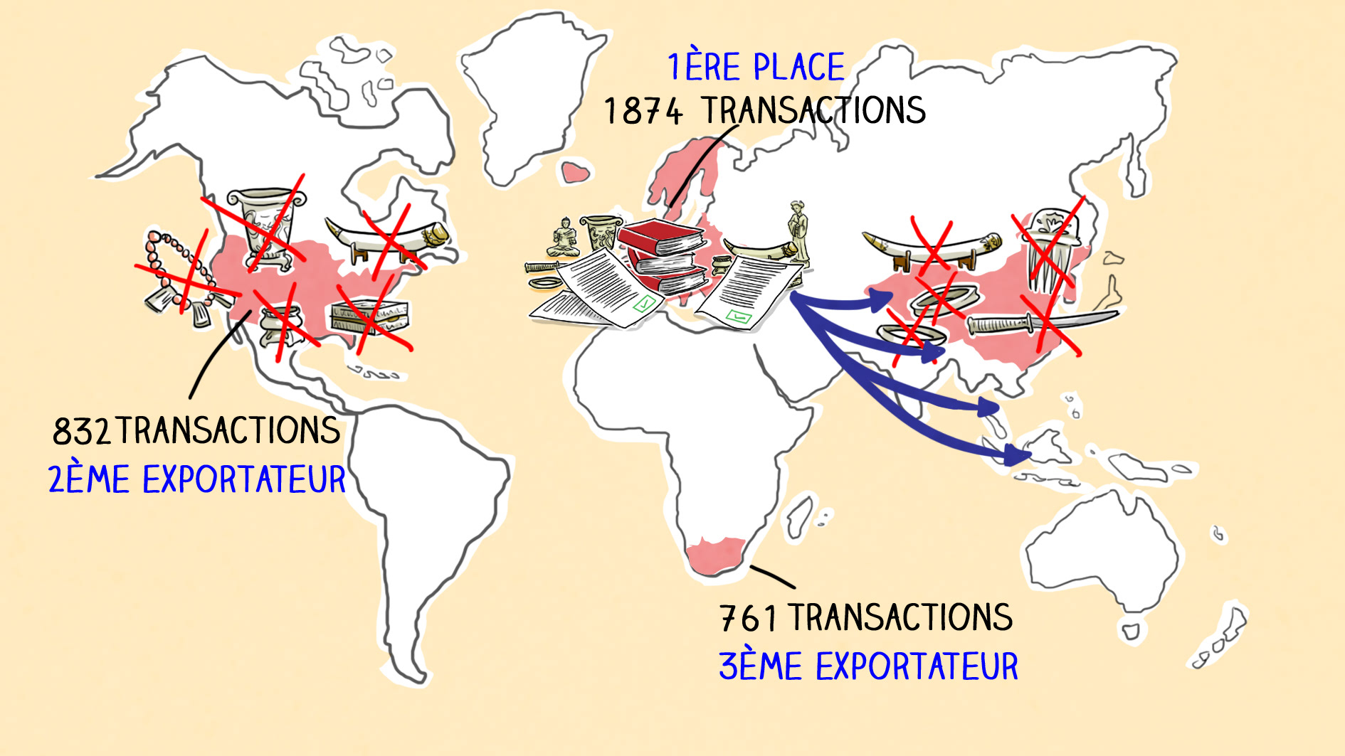 Illustration vidéo pédagogique - carte des traffics