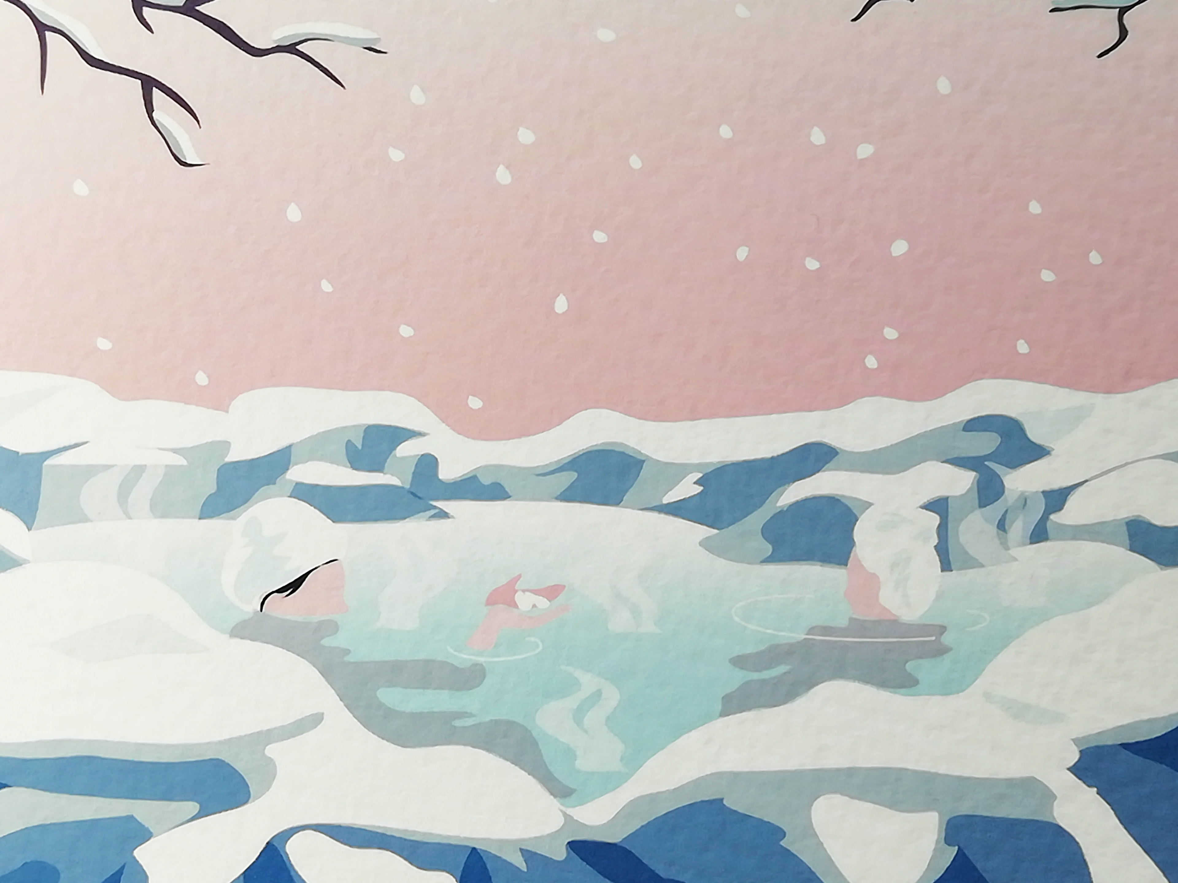 Série limitée Fine art print -Hiver- Onsen - détail