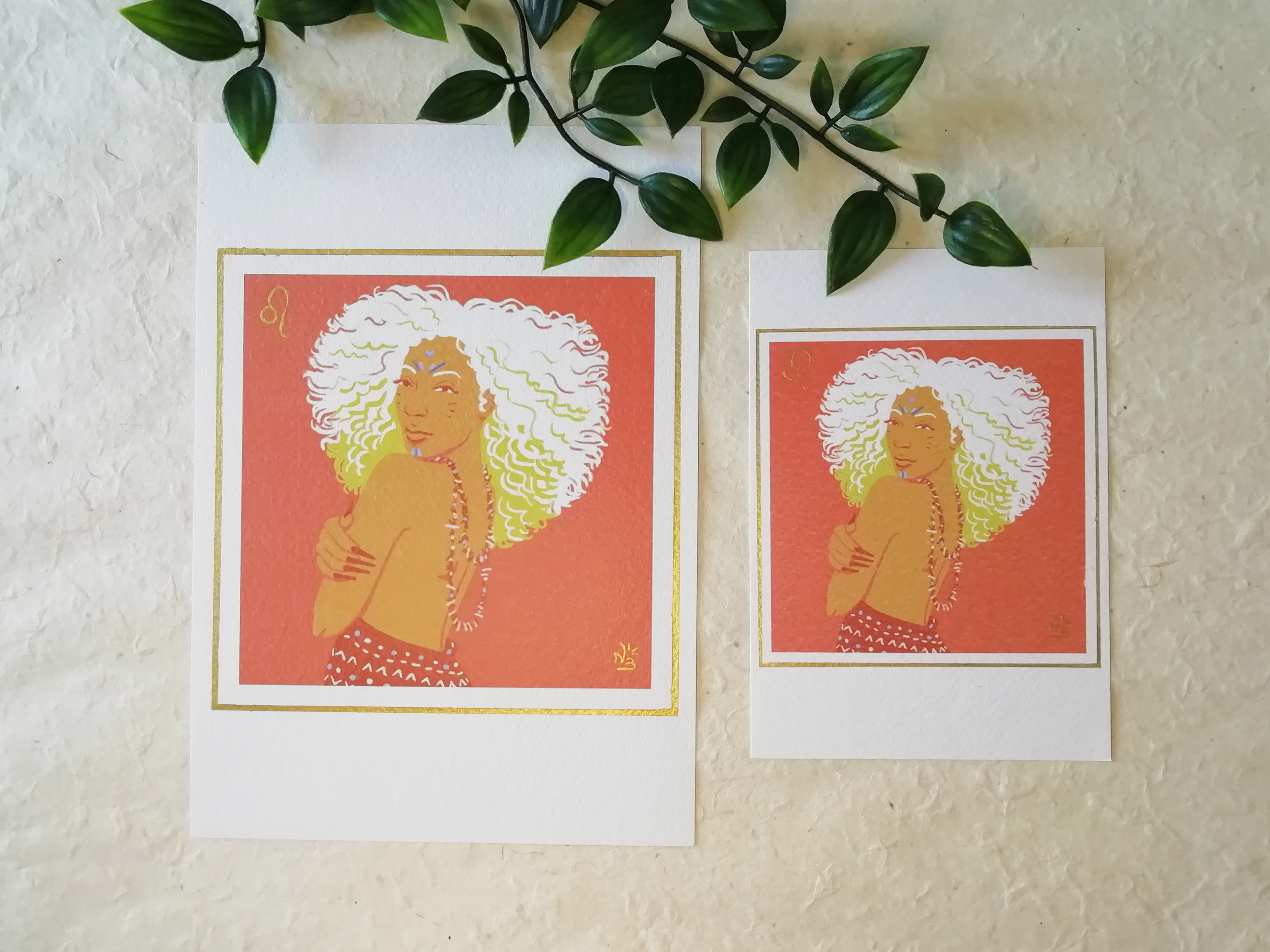 Carte postale finission dorée : Lion (formats A5 et A6)