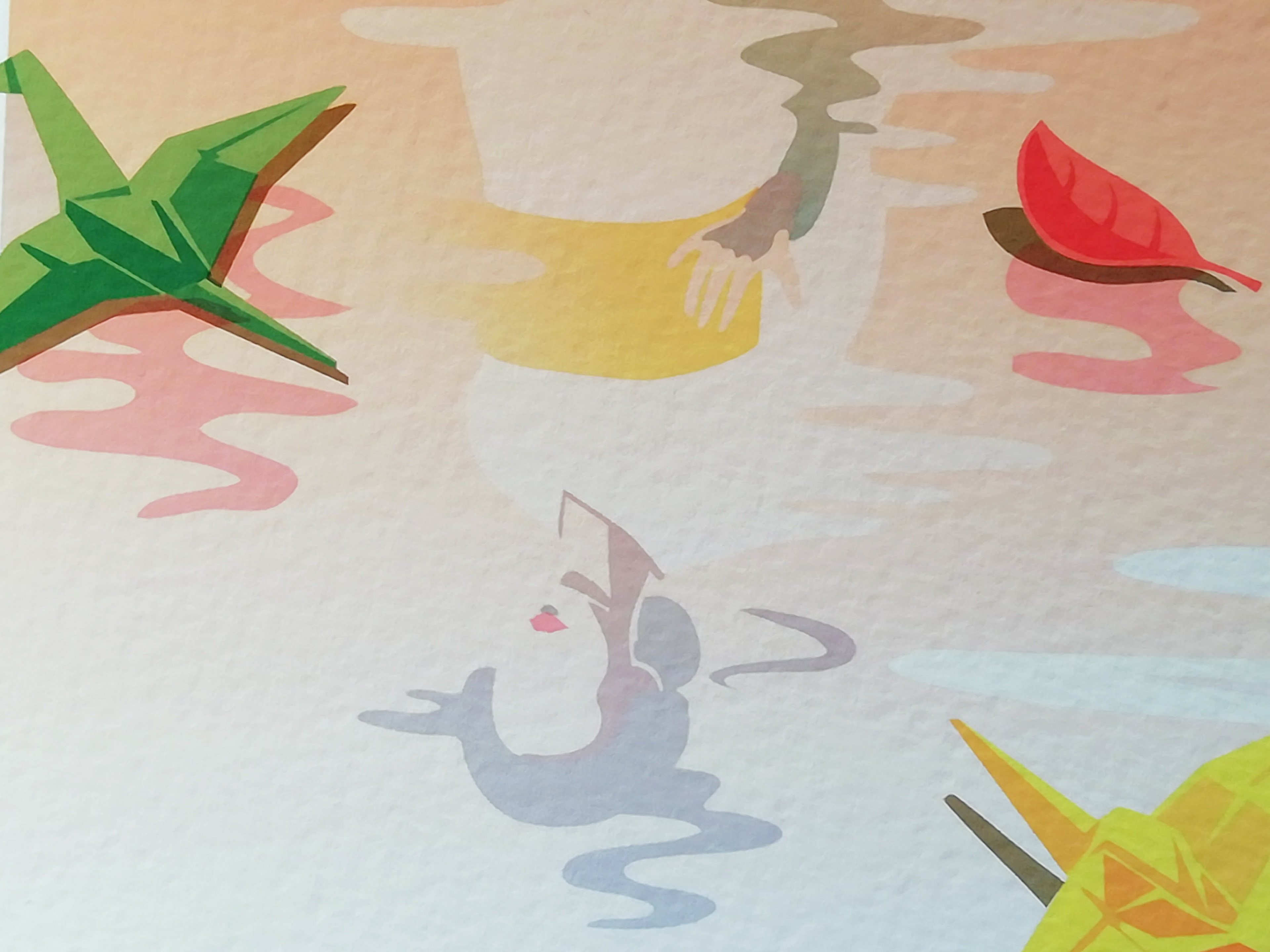 Série limitée Fine art print -Automne- Origami sur lac - detail