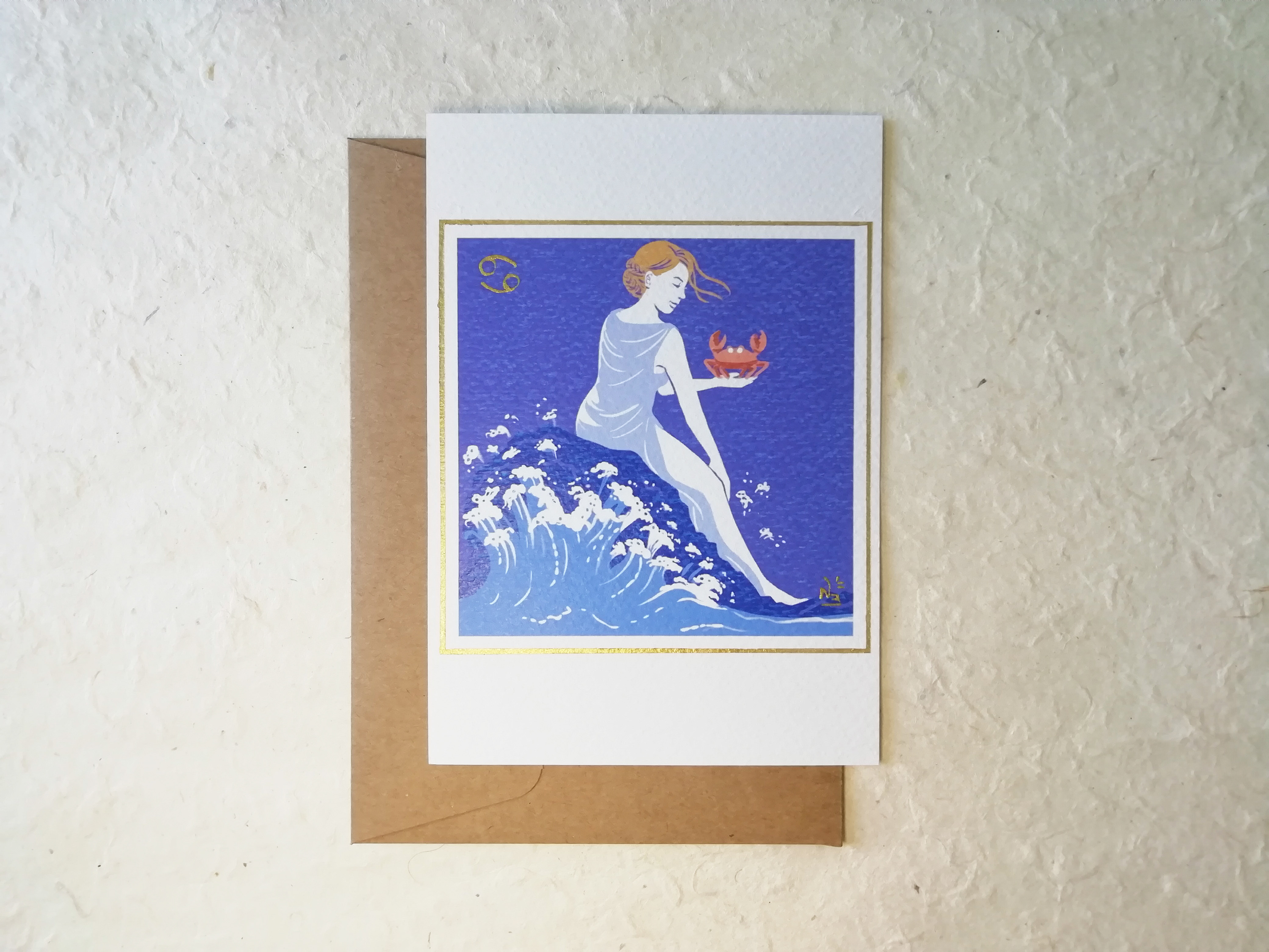 Carte postale finission dorée : Cancer (formats A5 et A6)