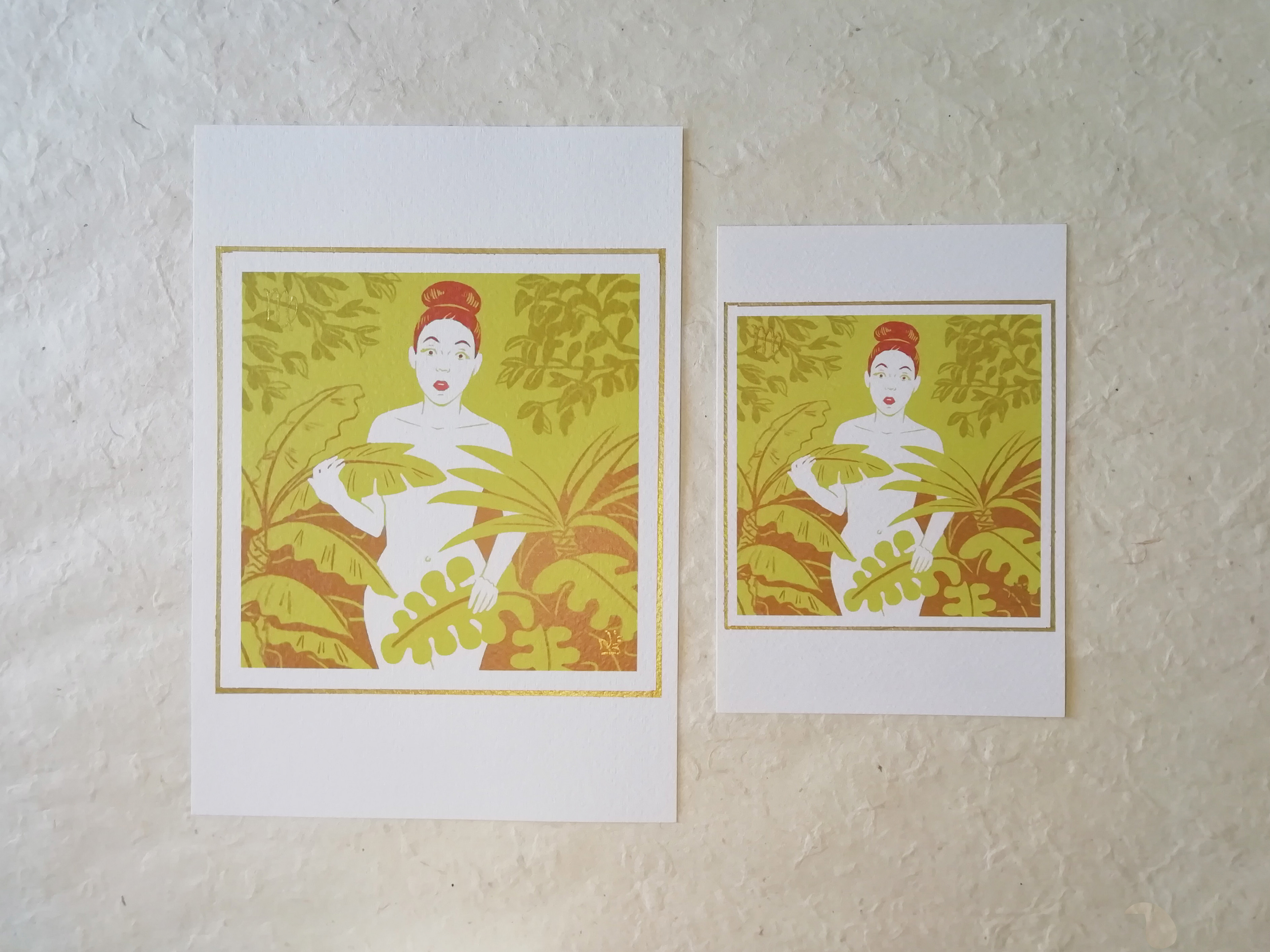 Carte postale finission dorée : Vierge (formats A5 et A6)