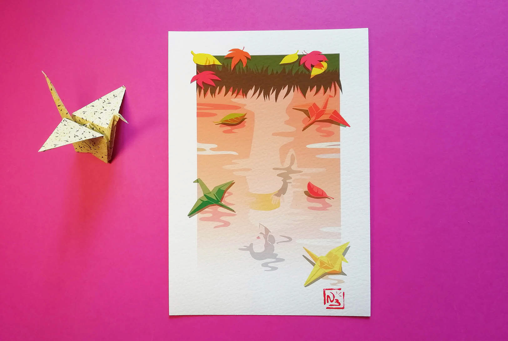 Automne - Origami sur lac