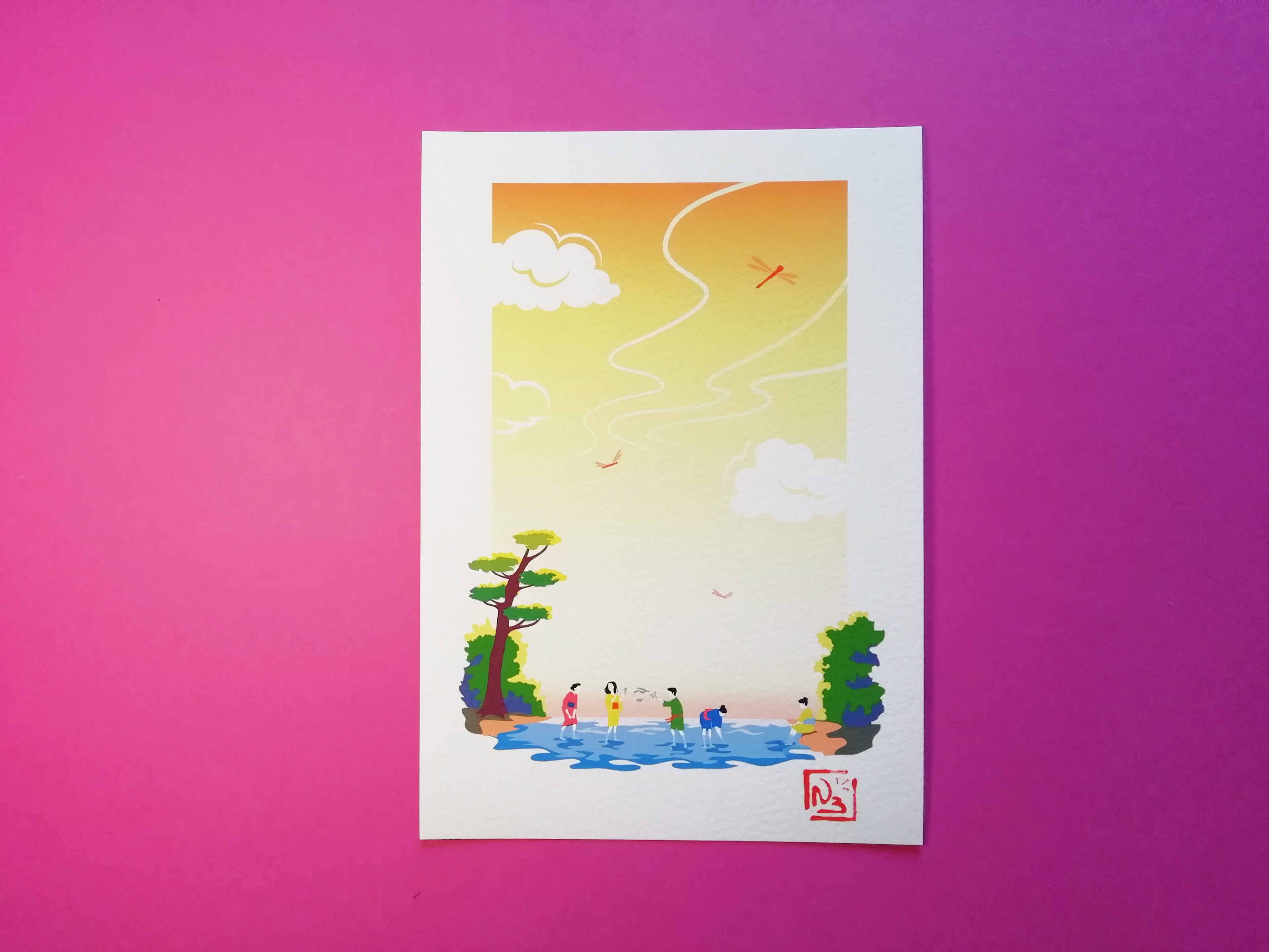 Série limitée Fine art print -été- libellules rouges