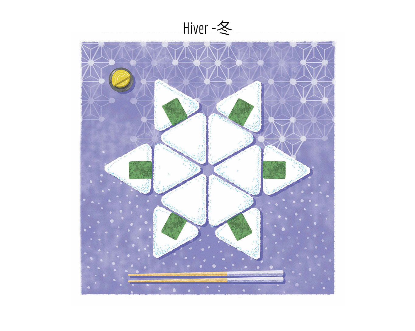 Concept de plat illustré - onigiri & hiver
