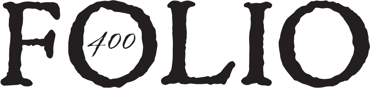The word folio is written in black in an antiquarian with the number 400 inserted inside the first letter O.