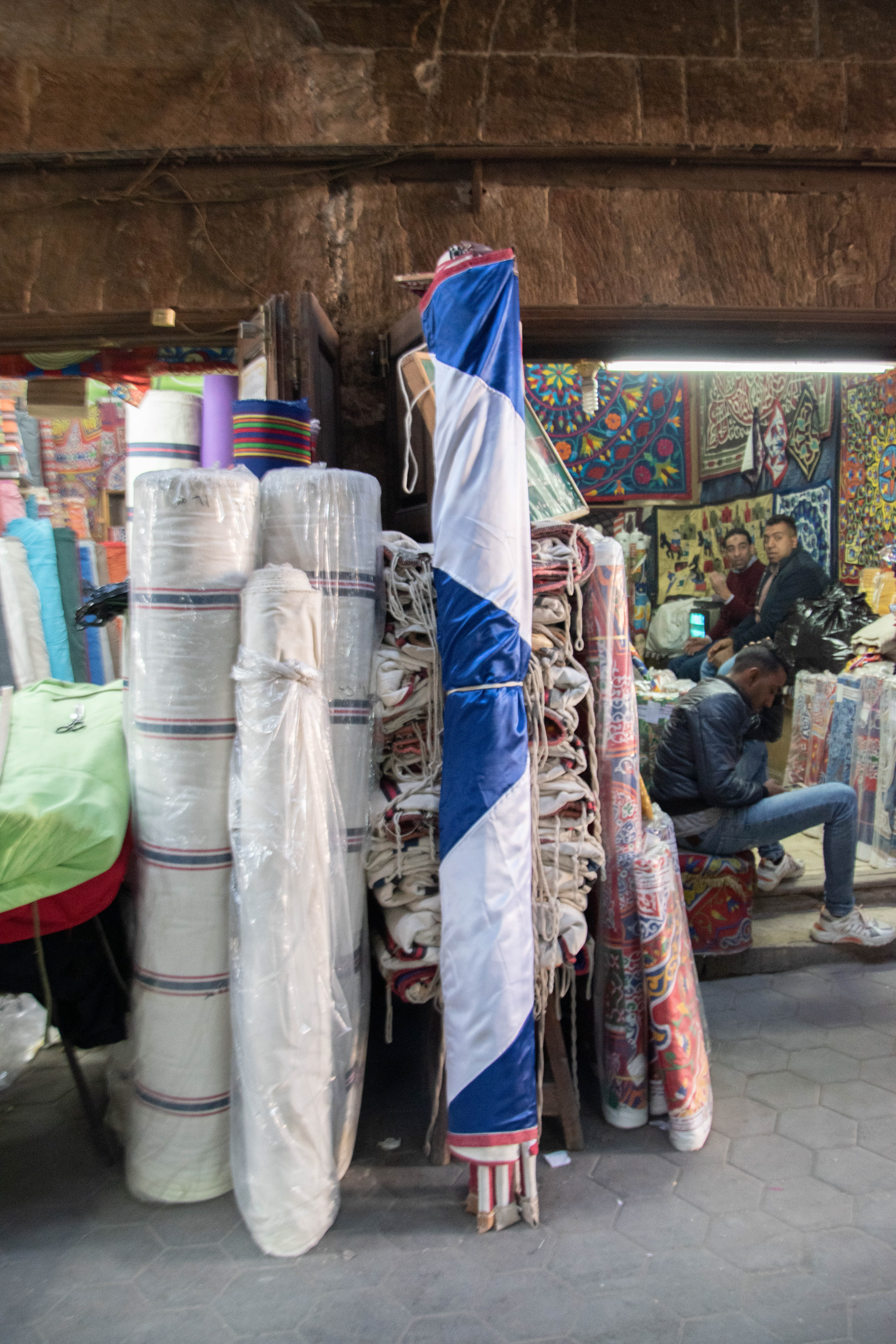 Rolled up Tent Fabric