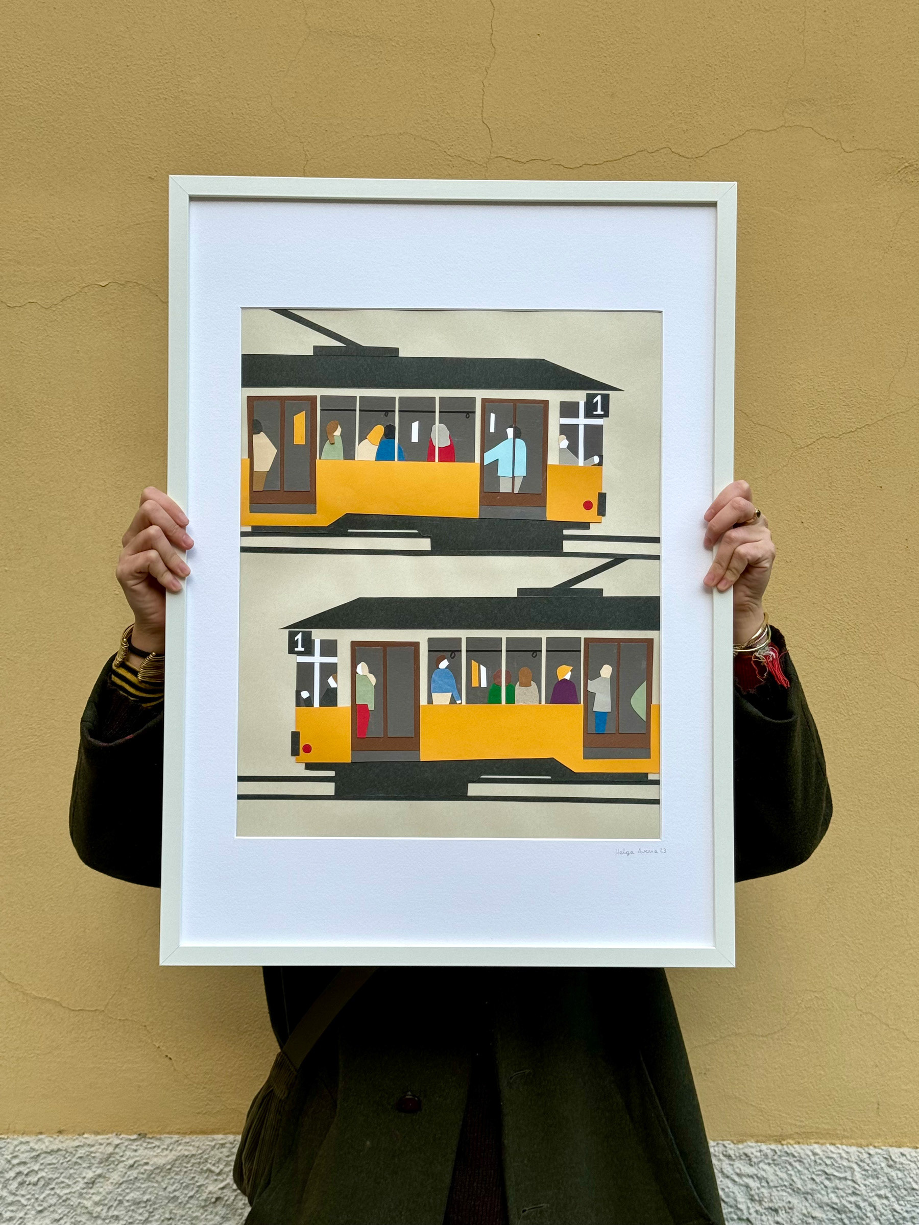 collage artwork originale tram milano 1 Helga Aversa