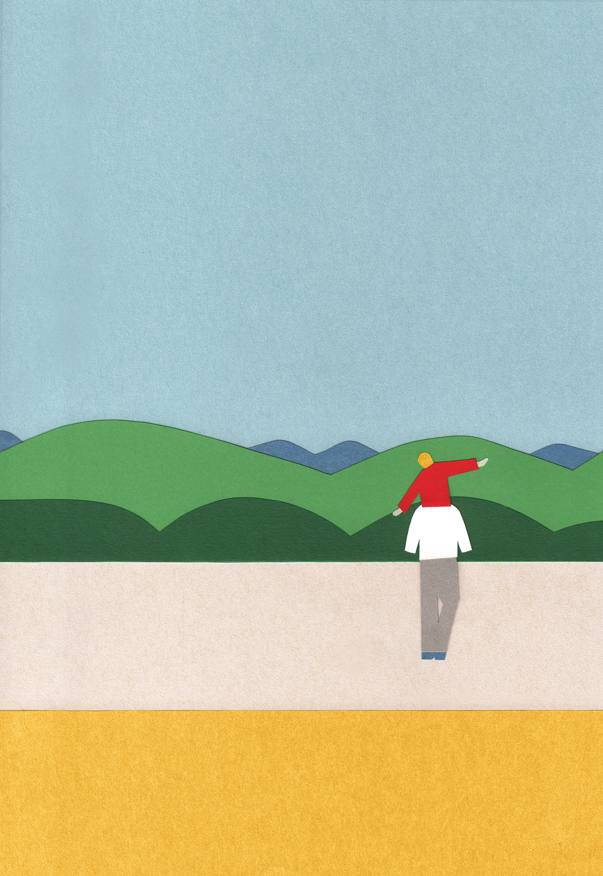 Cover illustration by Helga Aversa for Gate Magazine, exploring travel, emotion, and imagination through editorial illustration