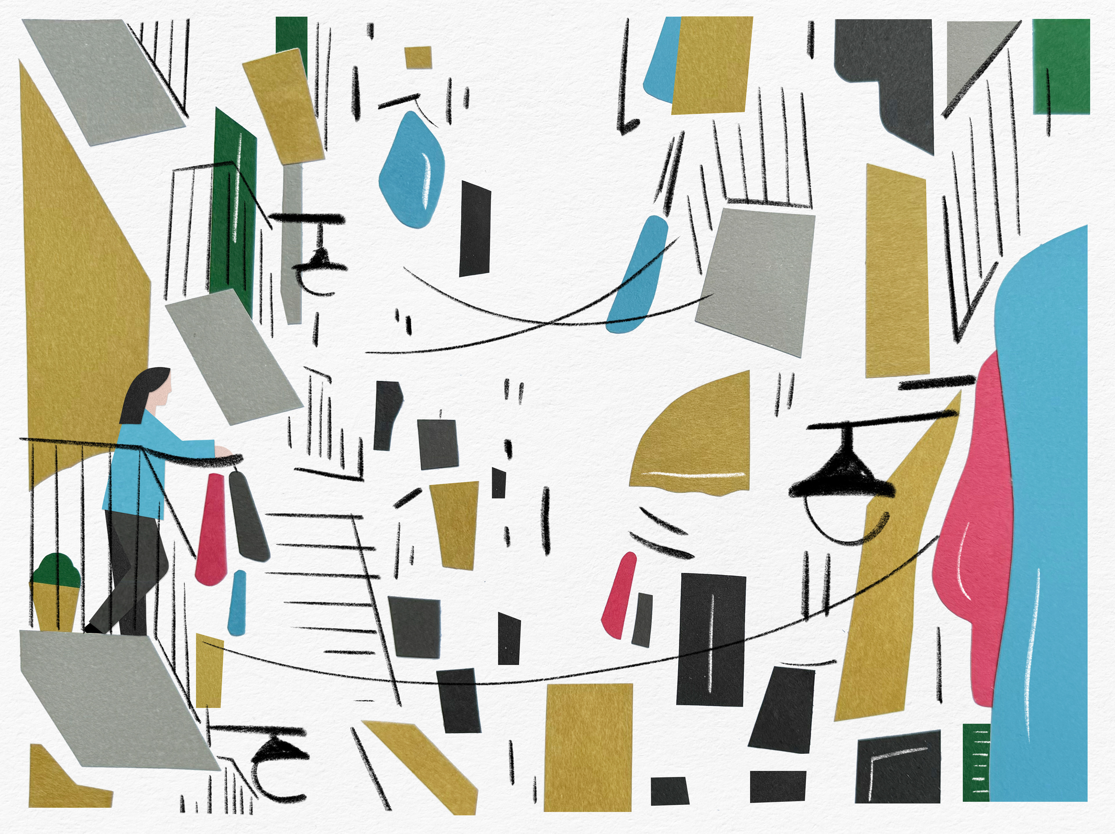 Editorial illustration by Helga Aversa for the book ‘Ovunque andrò’ by Piera Carlomagno, interpreting literary narratives through visual storytelling