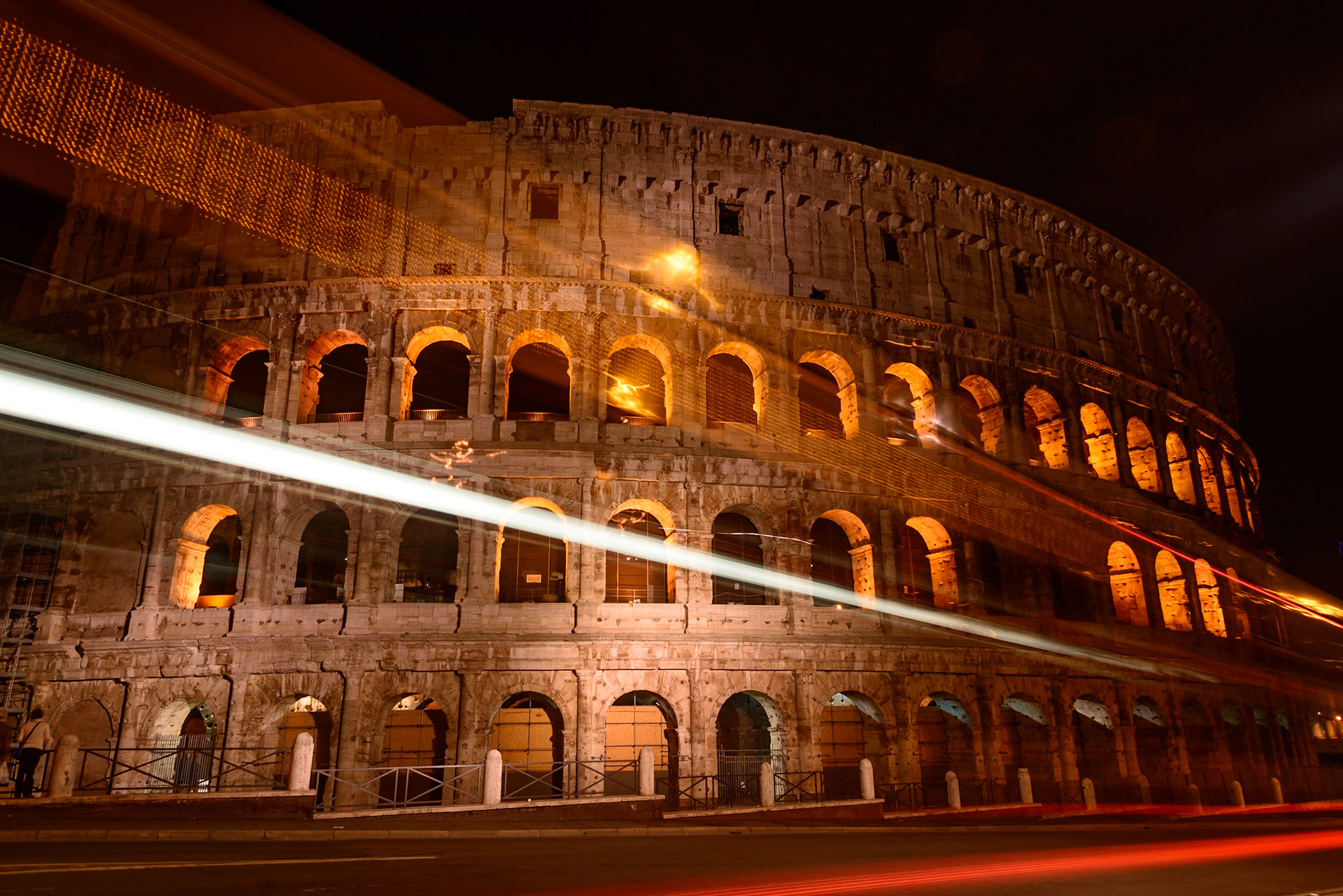 Light trails at the Colosseum