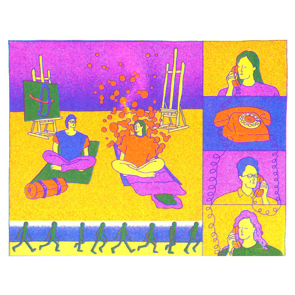 Riso Printed Image from my comic: 'My Mum's Ring'