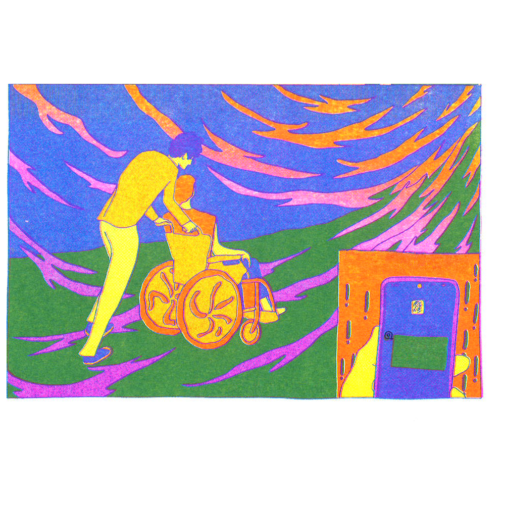 Riso Printed Image from my comic: 'My Mum's Ring'