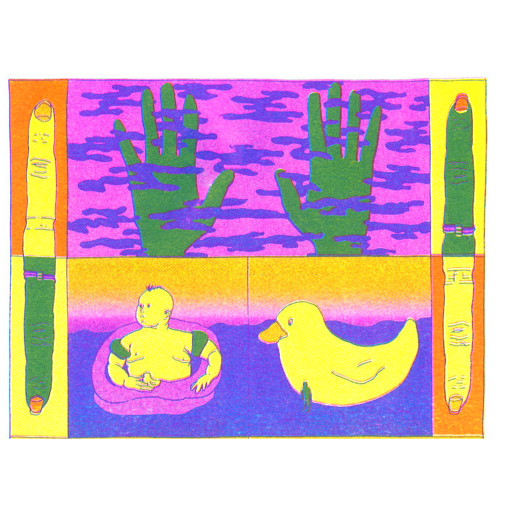 Riso Printed Image from my comic: 'My Mum's Ring'