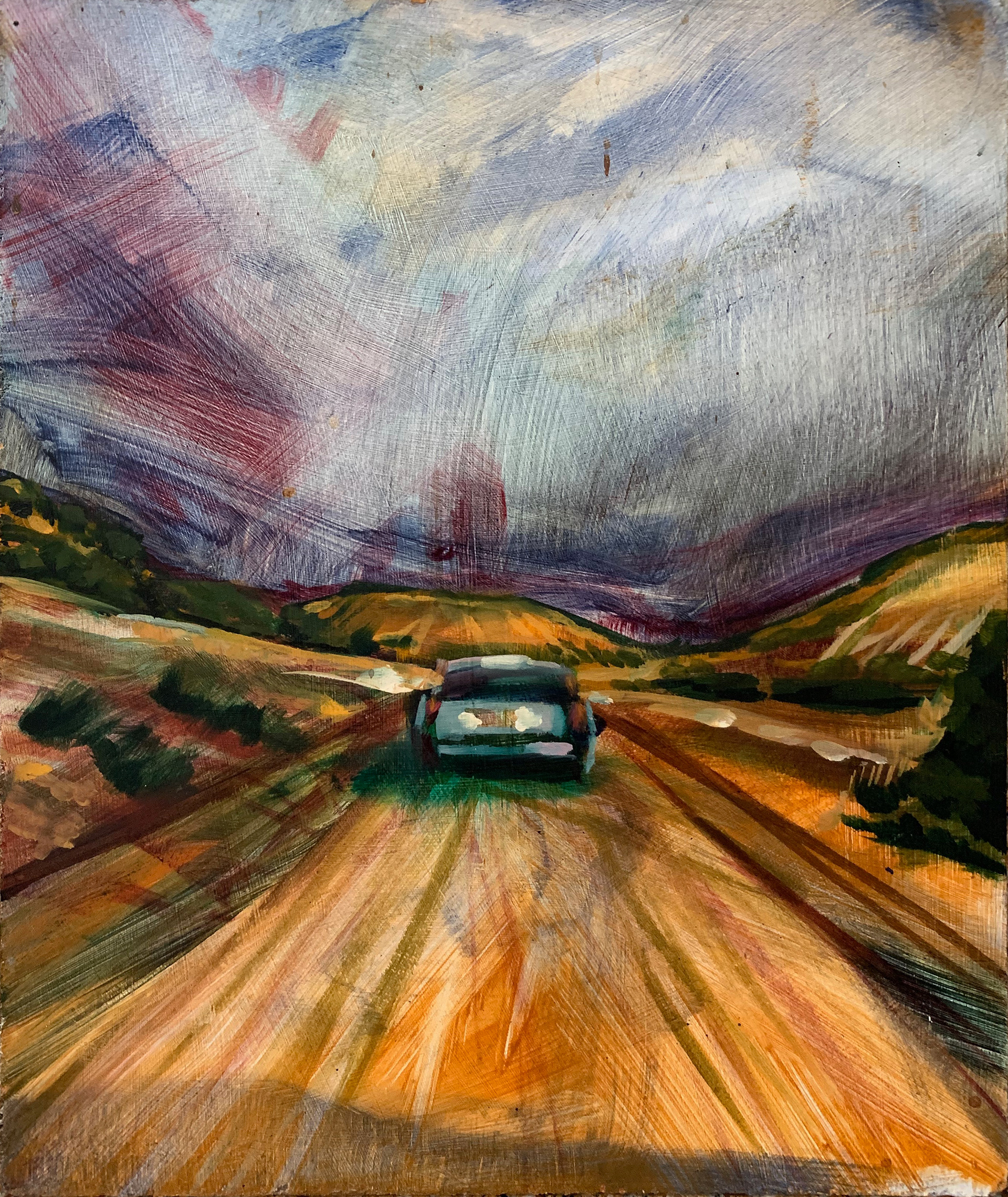 Leaving San Rafael Swell, Oil on panel, 8" x 10", 2011