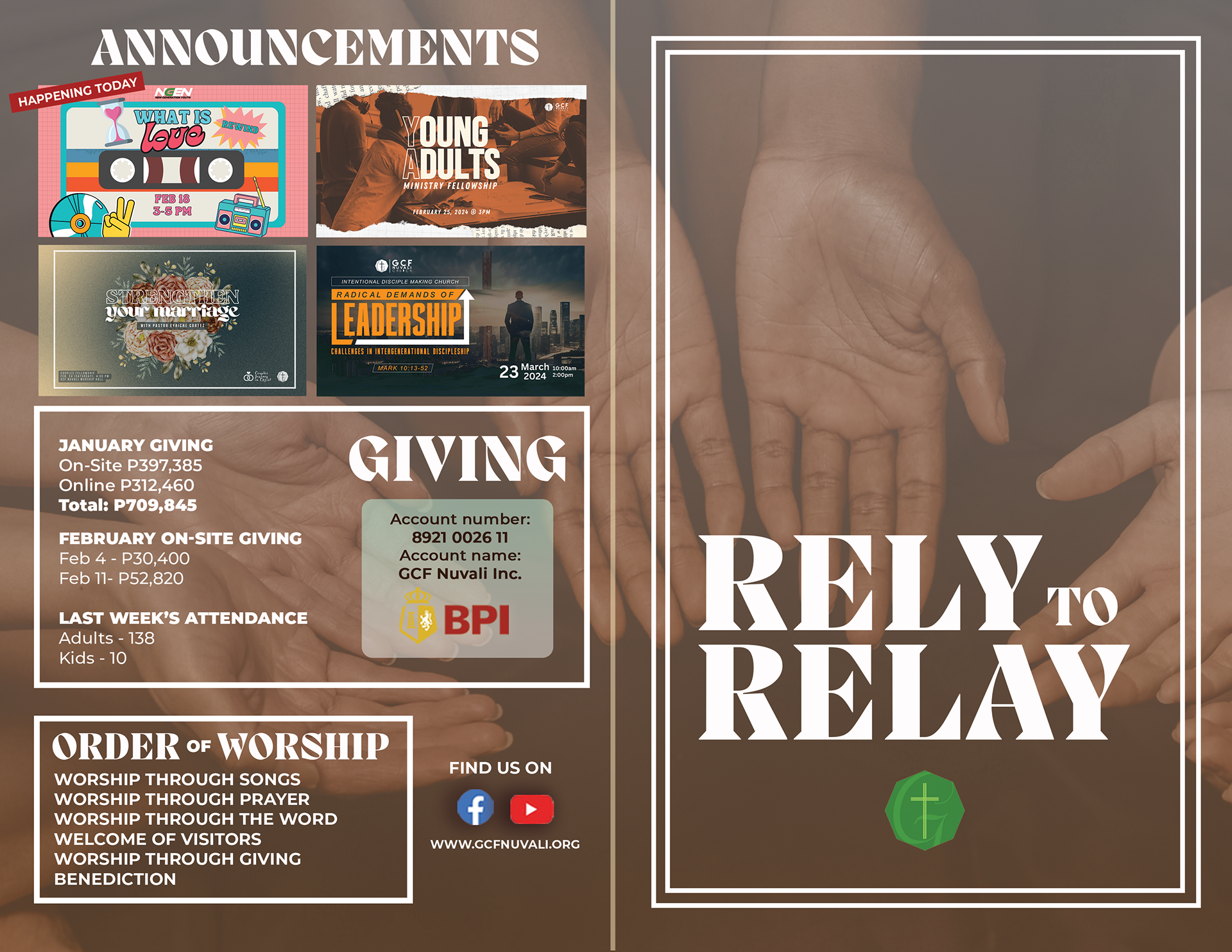 Front page bulletin layout.