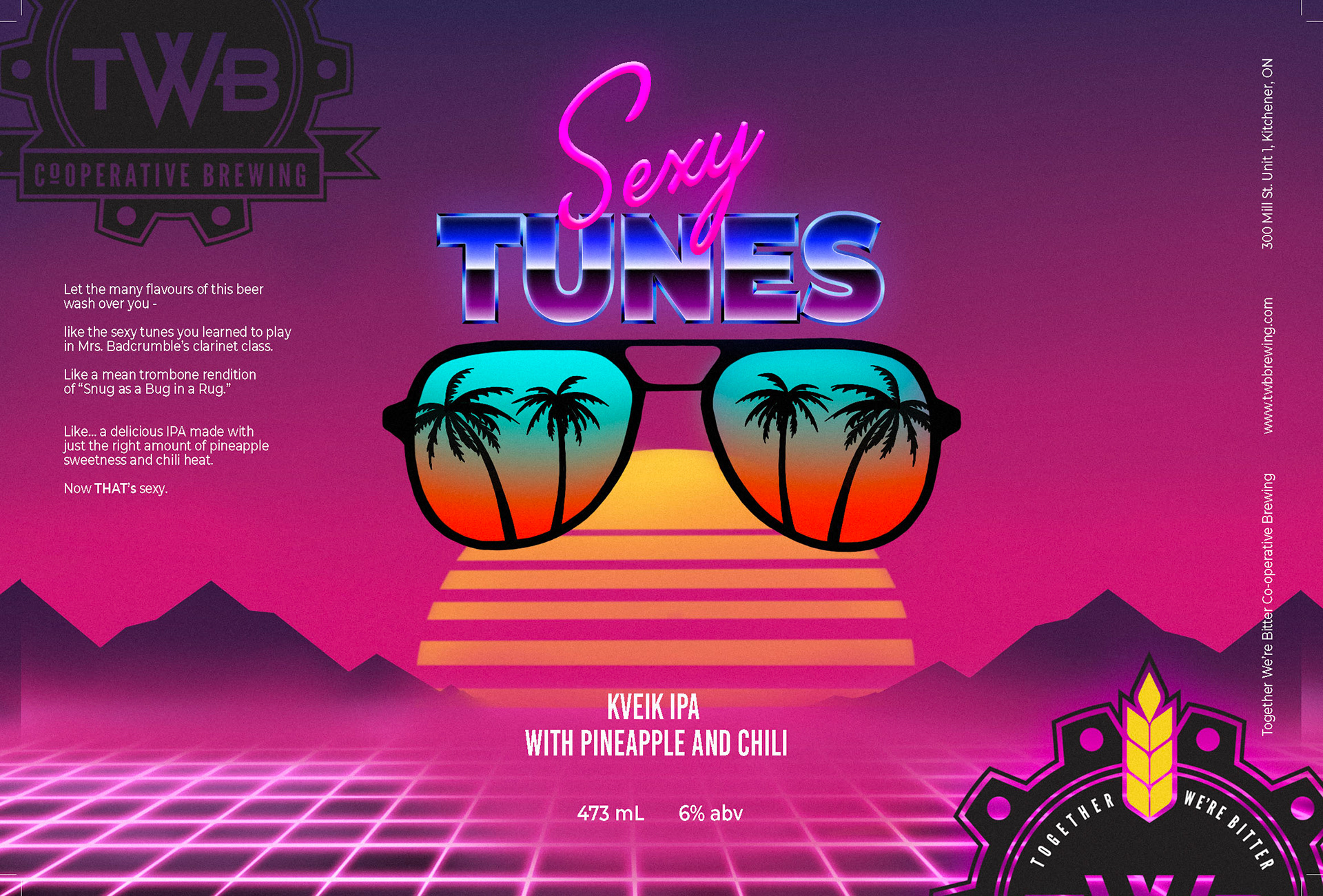 Sexy Tunes beer can label for Together We're Bitter Co-operative Brewing - 2021