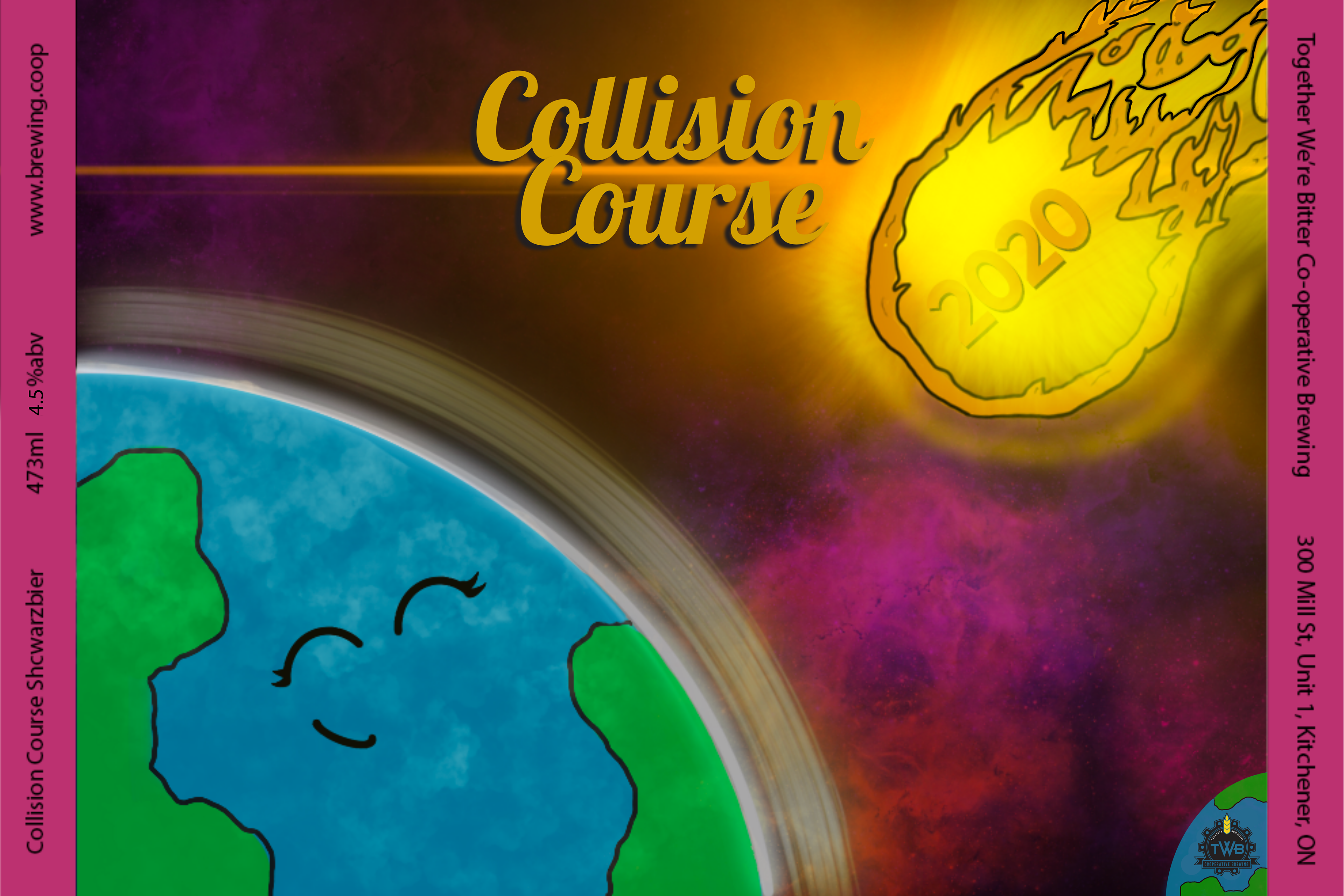 Collision Course Schwarzbier - can label for Together We're Bitter Co-operative Brewing