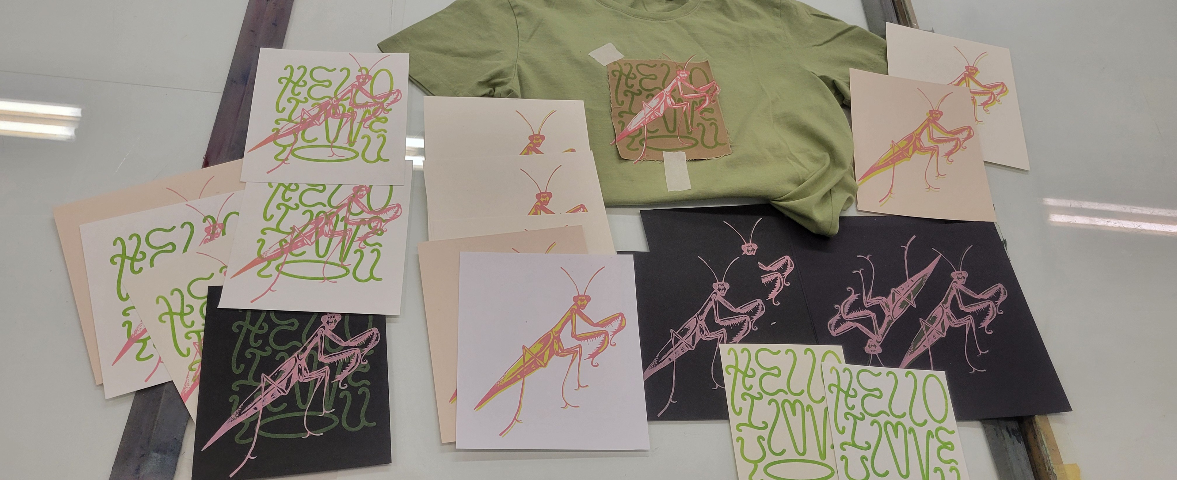 Design printed on various types of paper and fabric