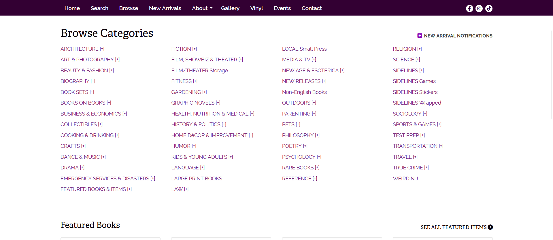Current website's "Browse" Page (April 2025)