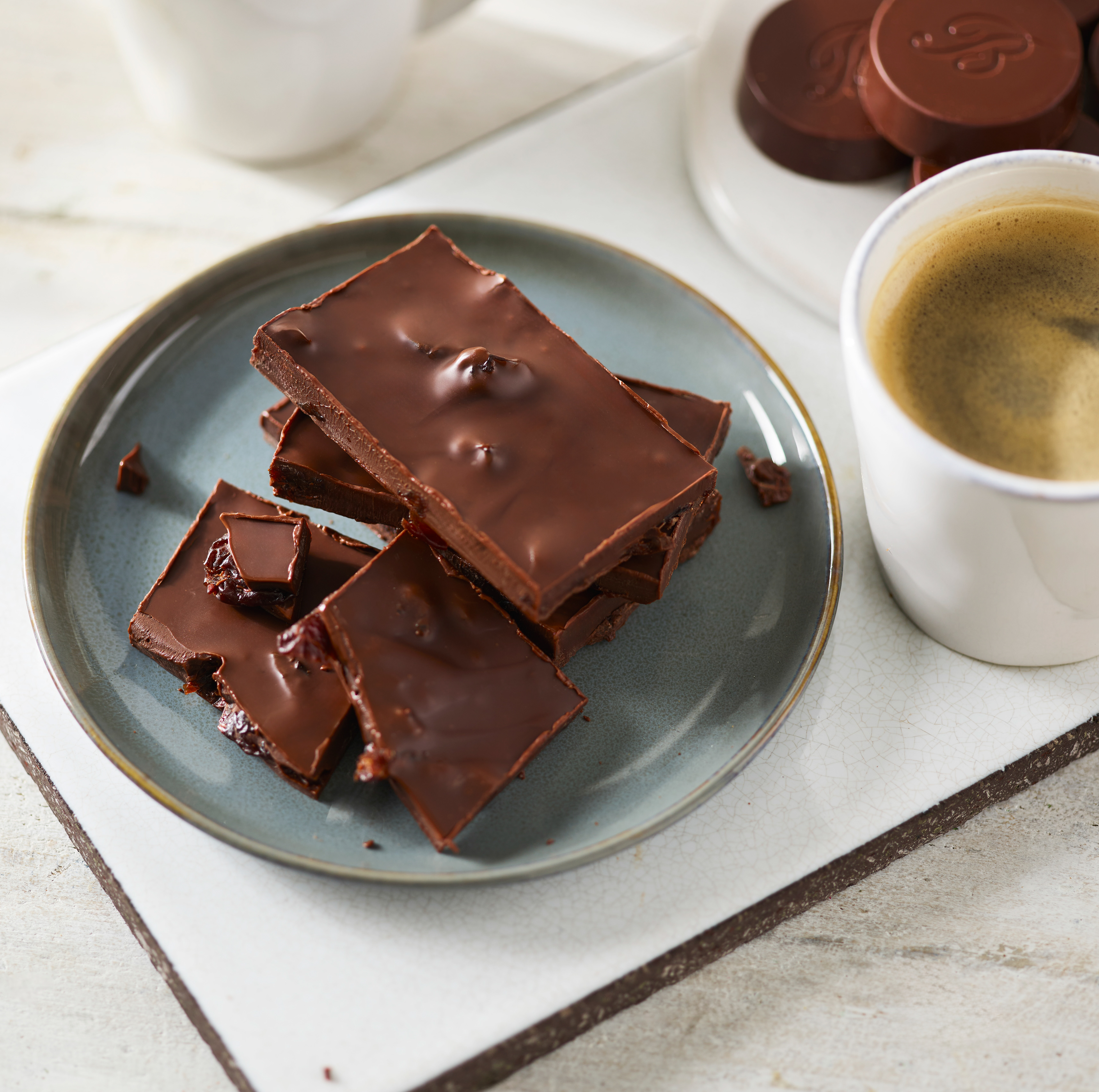 NEW SWISS DARK CHOCOL ATE & SOUR CHERRY BARK