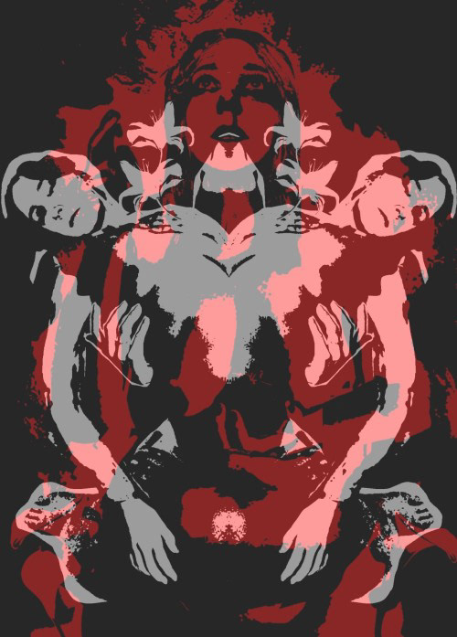 'Virgin and Child' photograph, stencil, digital manipulation