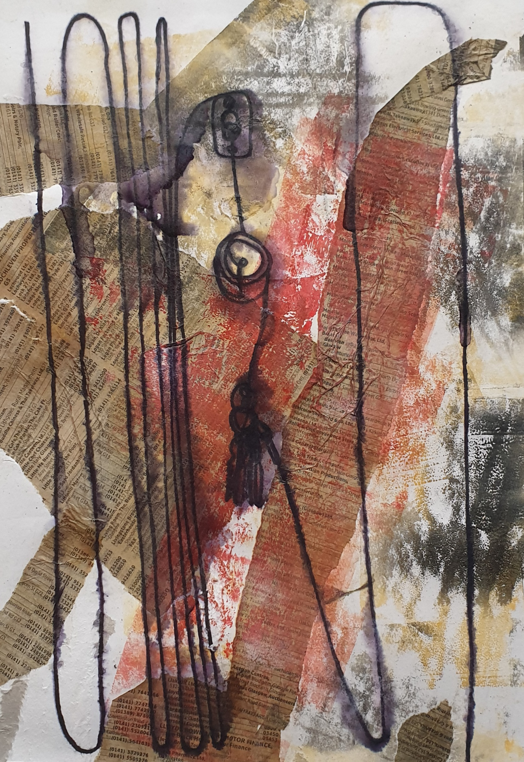 'Timeless Space 2' Collage, Pen and Wash