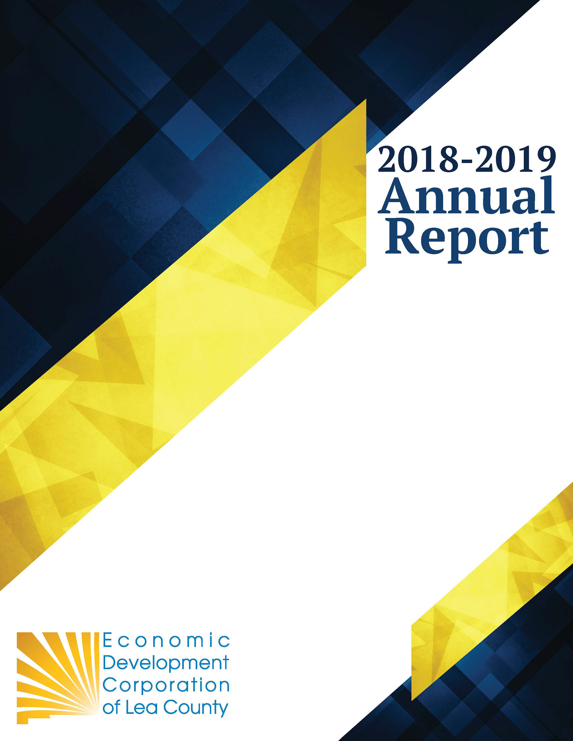 Printed Annual Report Booklet Cover Page for the Economic Development Corporation of Lea County. Created in Adobe InDesign. 2019