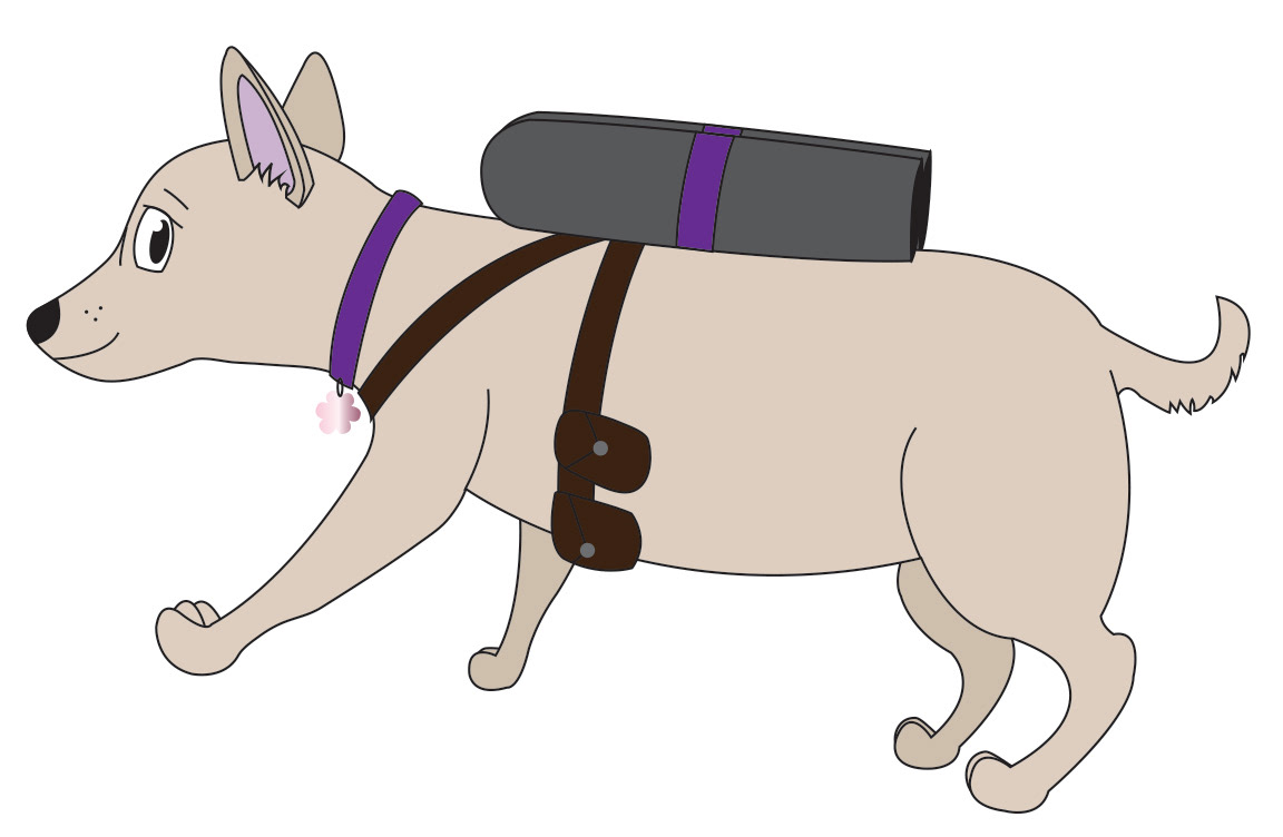 "The Adventures of Pooch: The Kitty Litter Caper" Character Profile: Sandy Super Spy Dog. Created in Adobe Illustrator. 2014