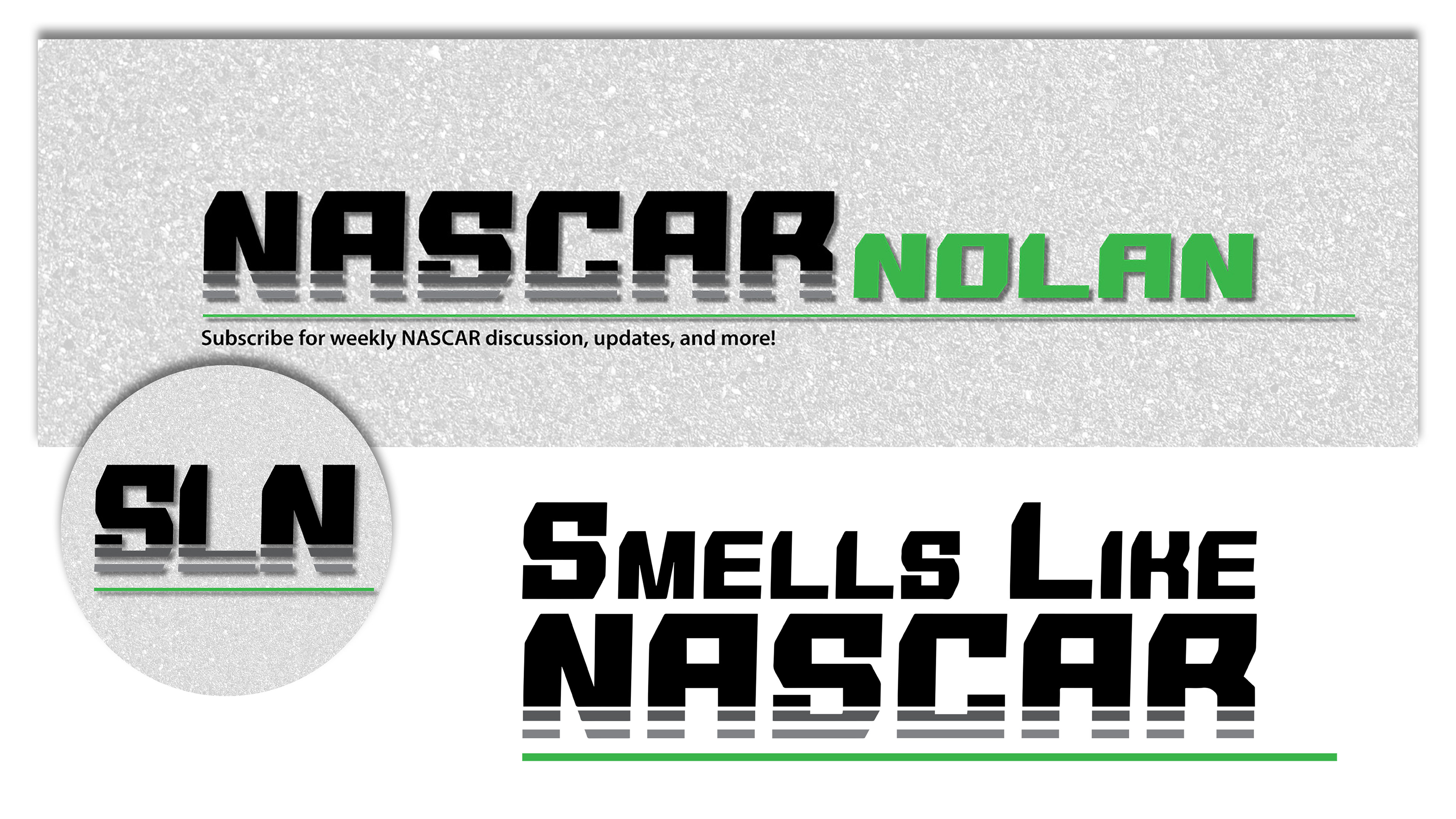 YouTube banner, profile, and logo. Created for "Smells Like NASCAR". Created in Adobe Illustrator and Photoshop. 2022