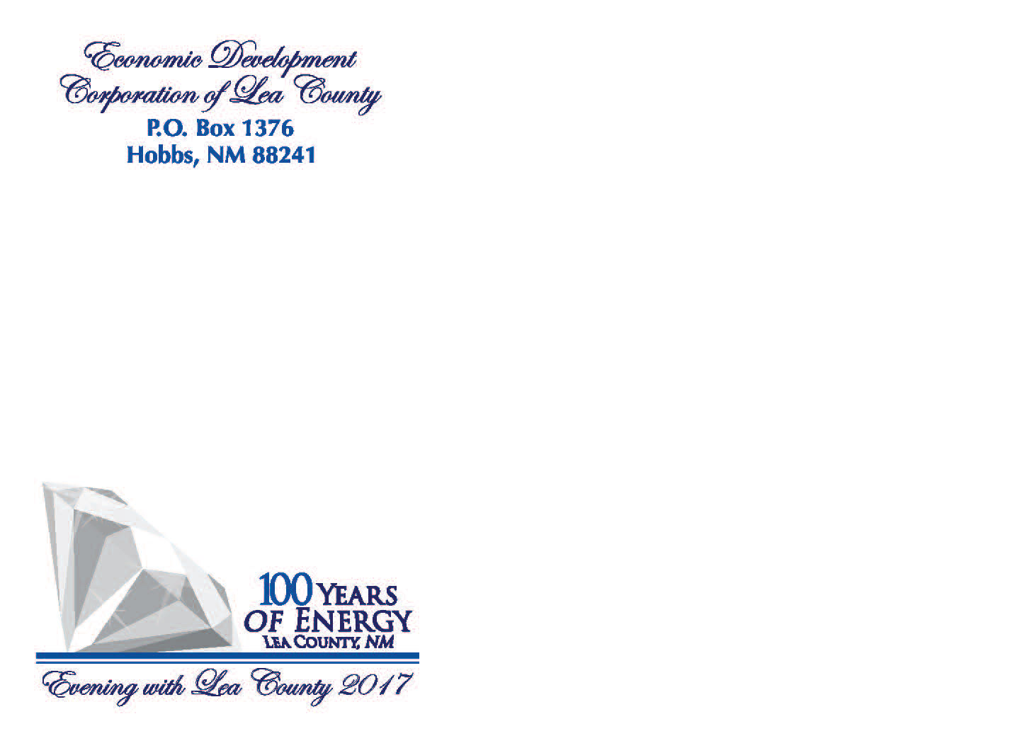 Envelope Design for the Economic Development Corporation of Lea County's "Evening with Lea County" Legislative Event. Created in Adobe Illustrator. 2016