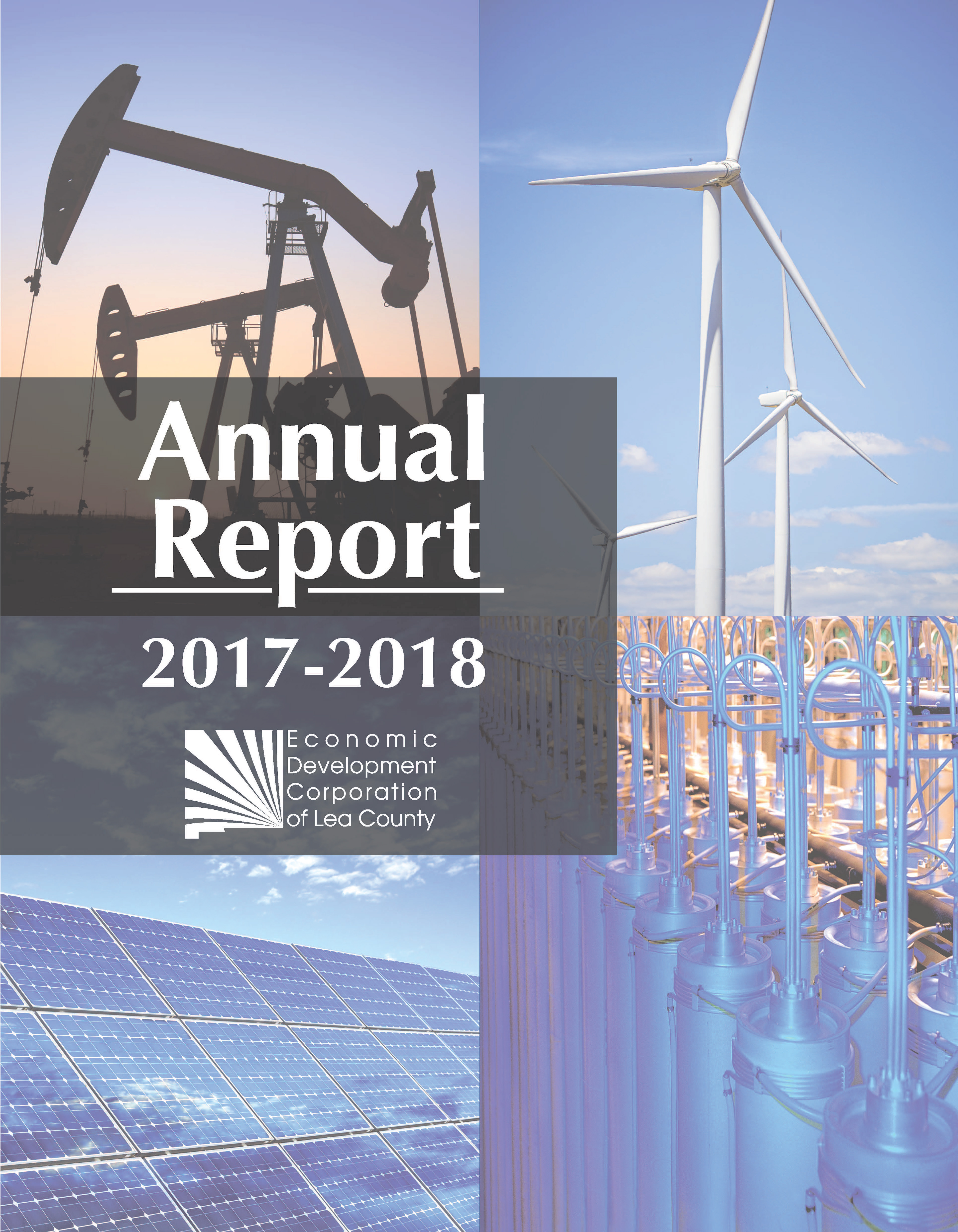 Printed Annual Report Booklet Cover Page for the Economic Development Corporation of Lea County. Created in Adobe InDesign. 2018