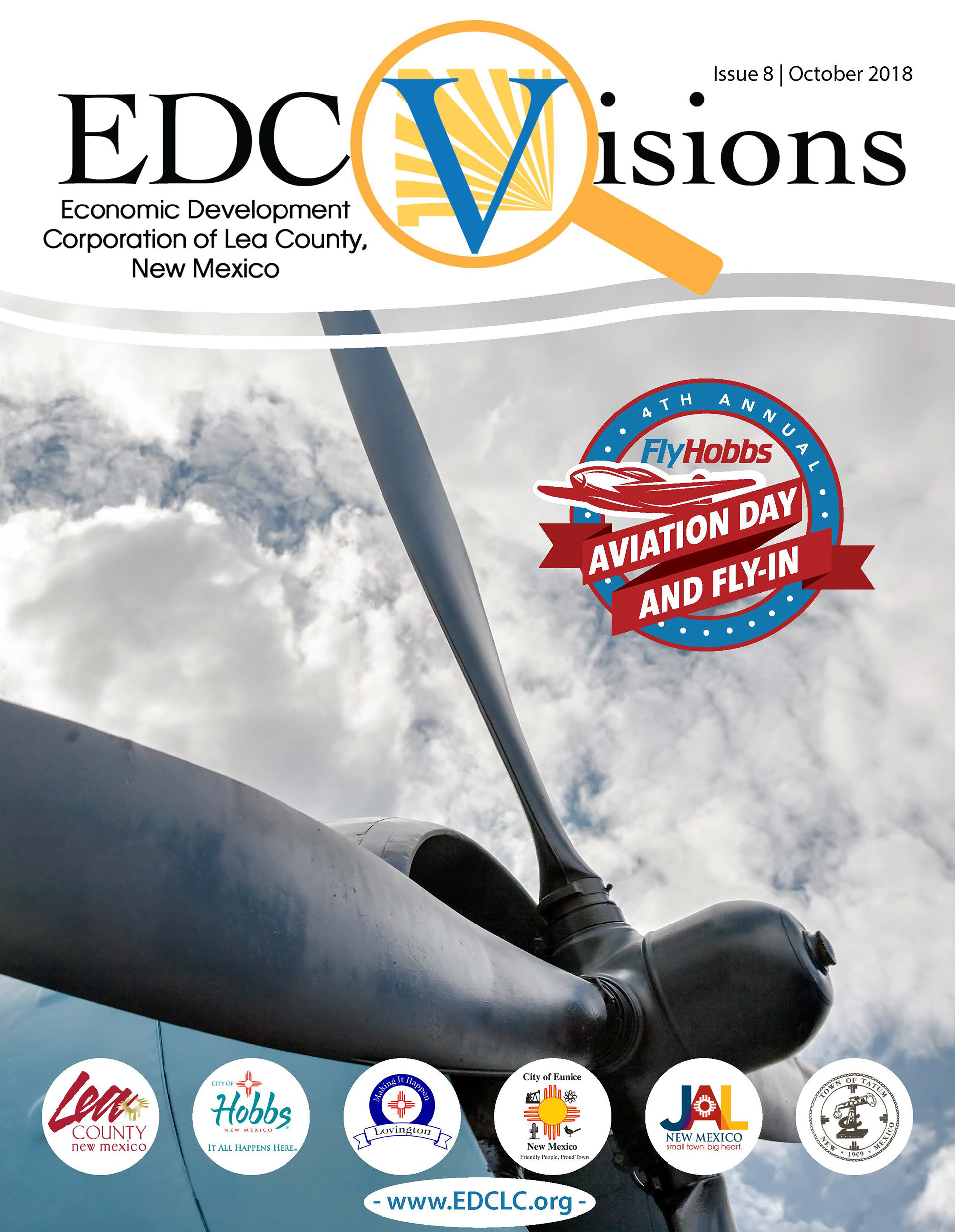 Email/Online Newsletter Cover Page for the Economic Development Corporation of Lea County. In it's original state, this pdf had interactive elements. Created in Adobe InDesign. 2018