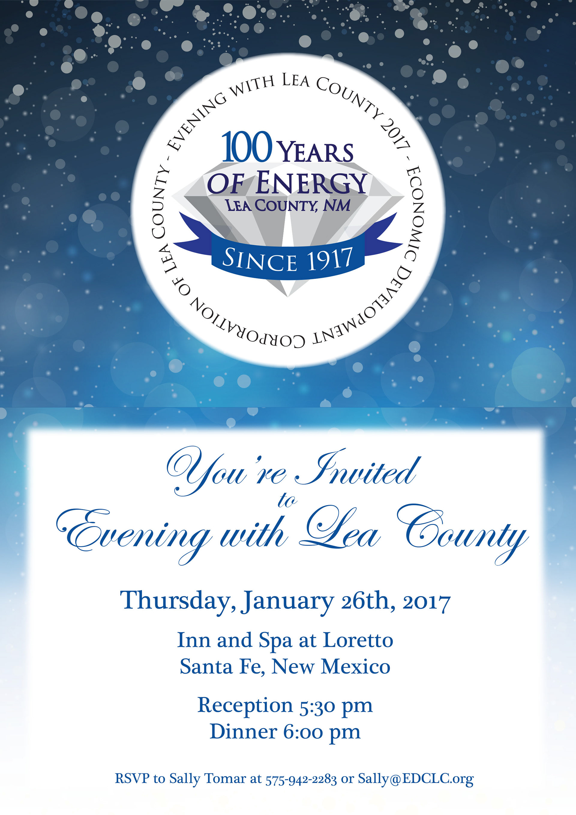 Folded Invitation for the Economic Development Corporation of Lea County's "Evening with Lea County" Legislative Event. Inside. Created in Adobe Illustrator. 2016