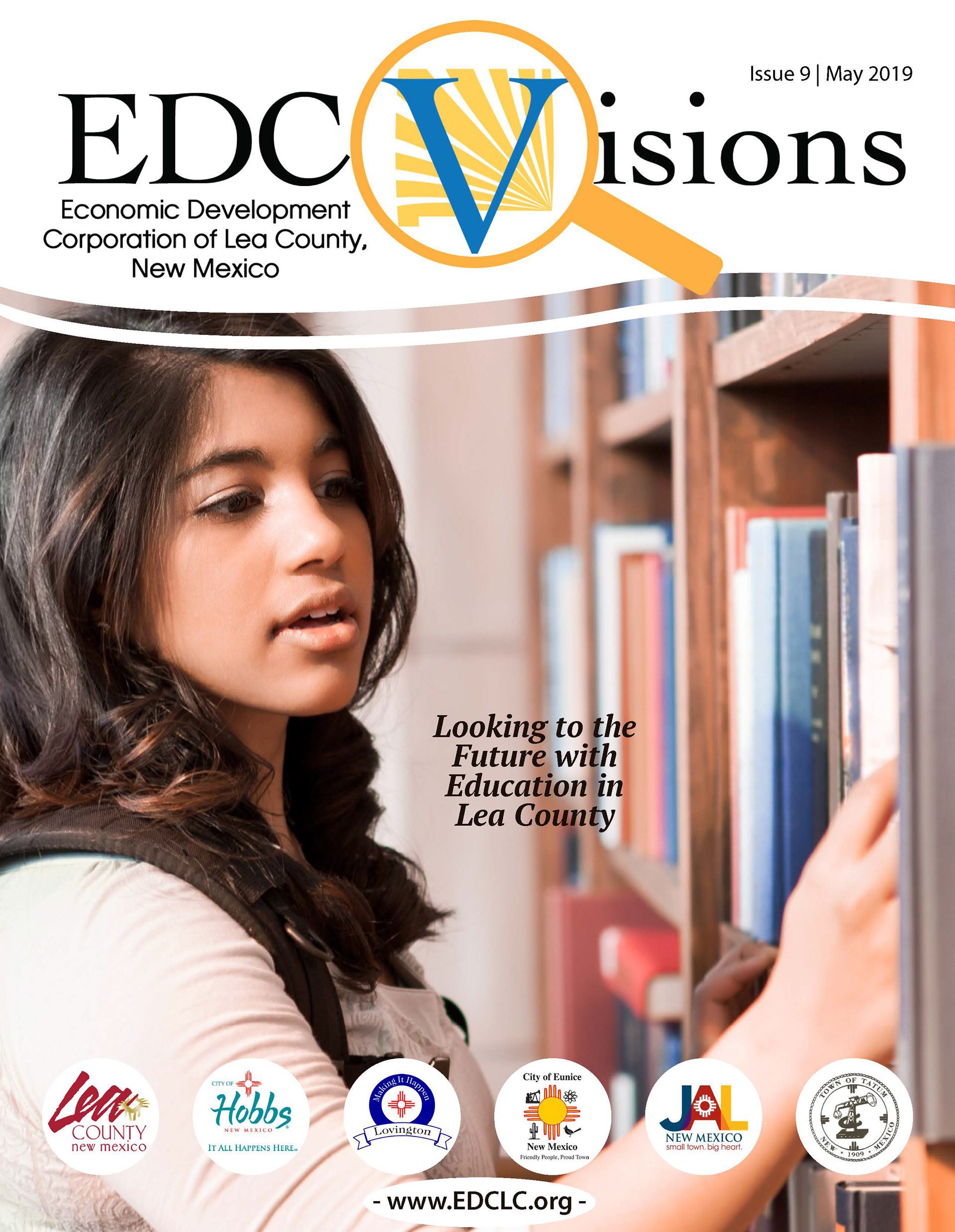 Email/Online Newsletter Cover Page for the Economic Development Corporation of Lea County. In it's original state, this pdf had interactive elements. Created in Adobe InDesign. 2019