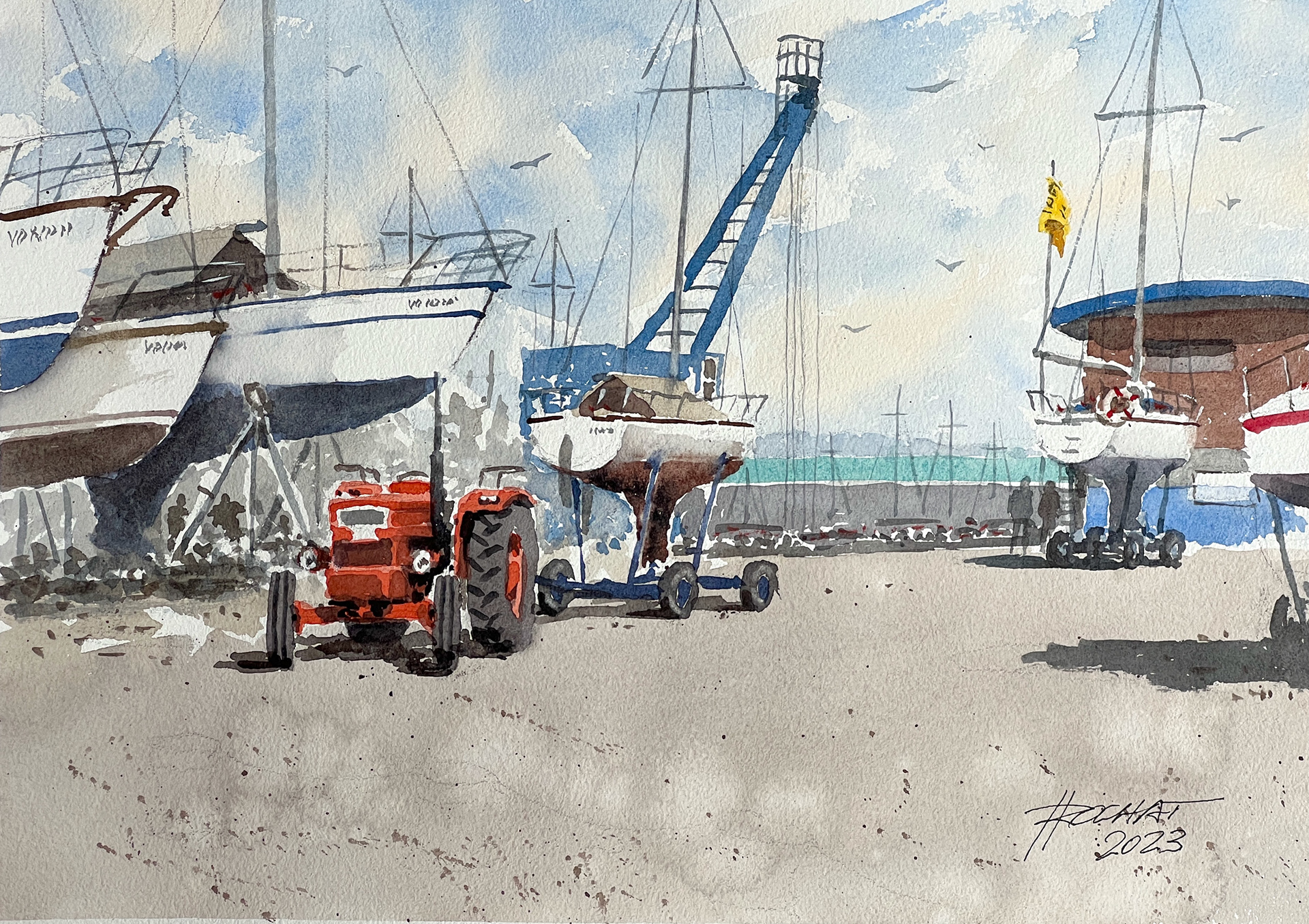 Port d'Yvonand - Le tracteur rouge!