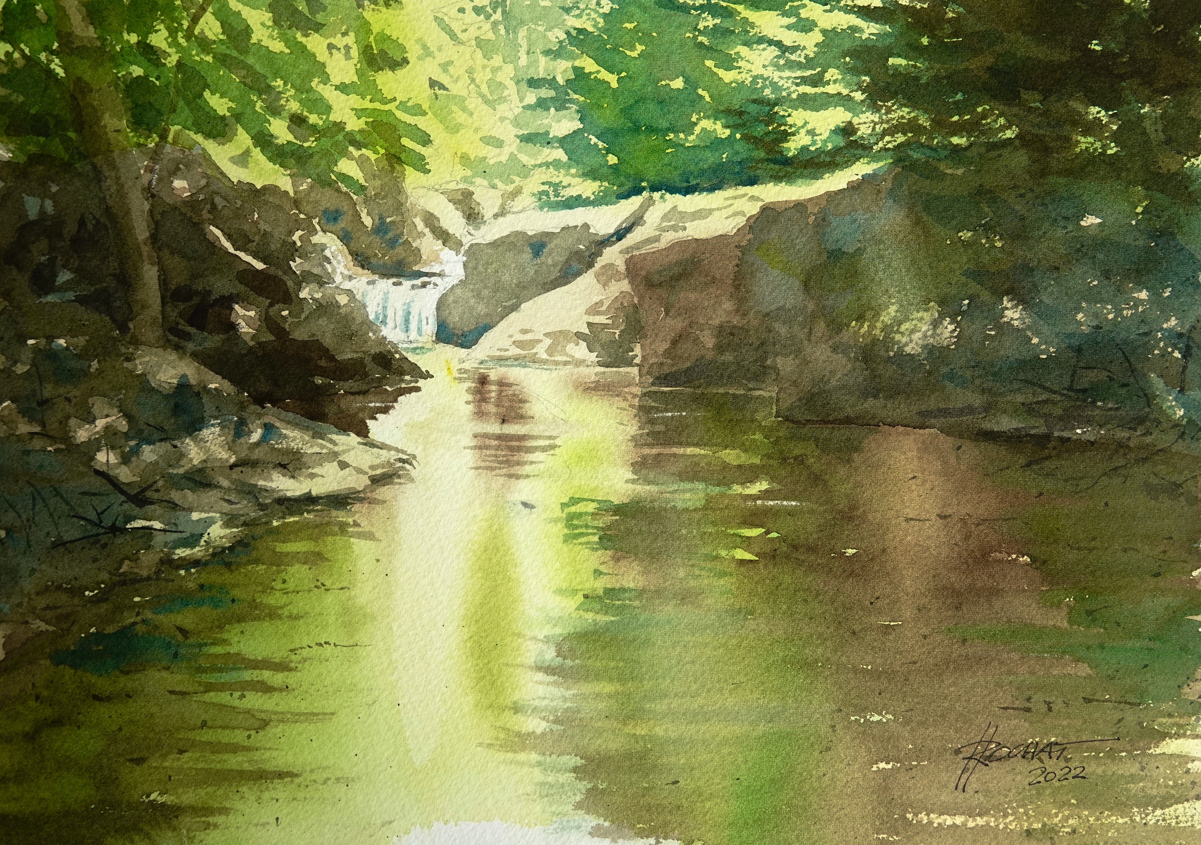 Rivière boisée 36x26