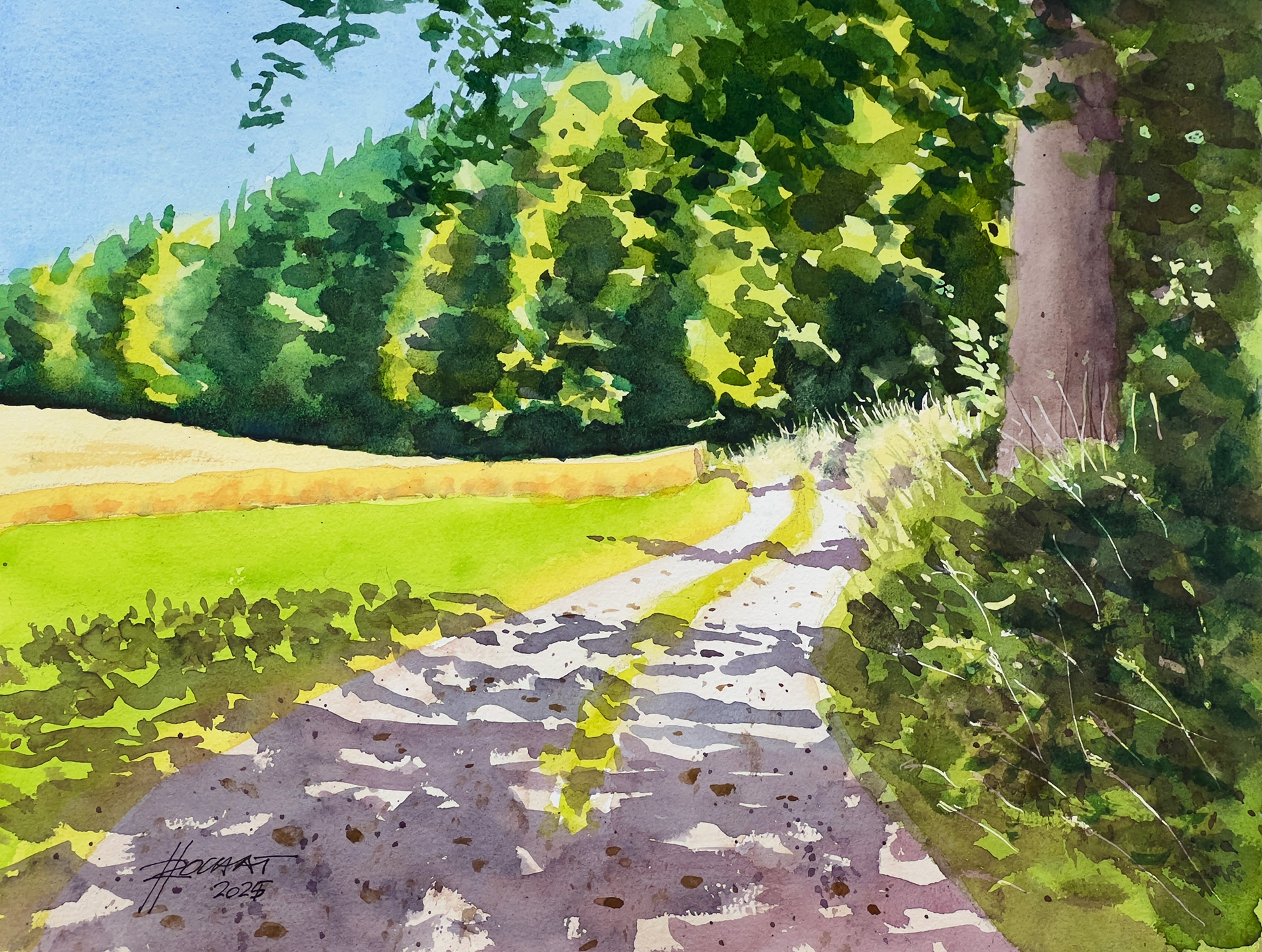 Lisière et champ de blé 39 x 29 cm