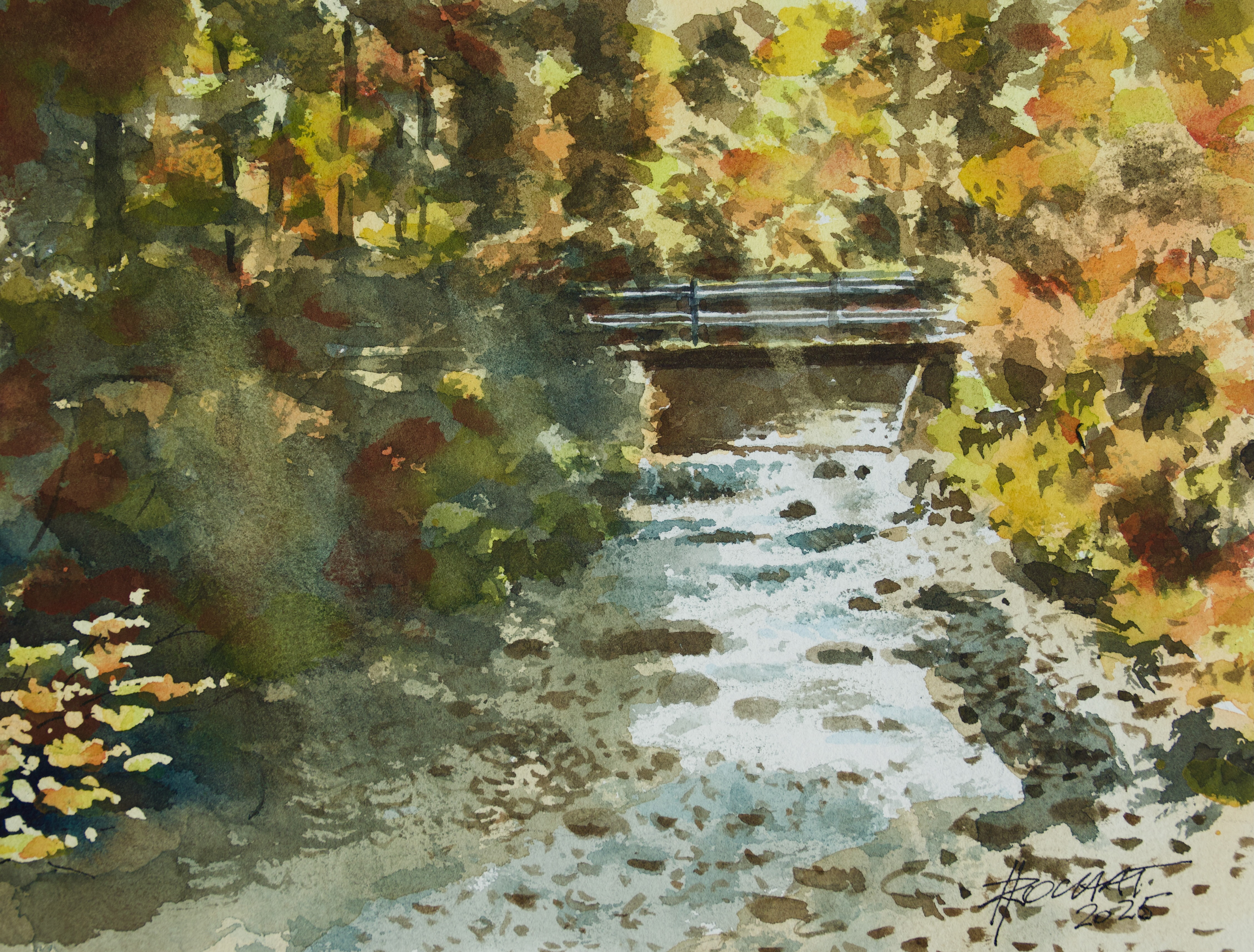 Pont sur le Jäunli.  24  x 18 cm 