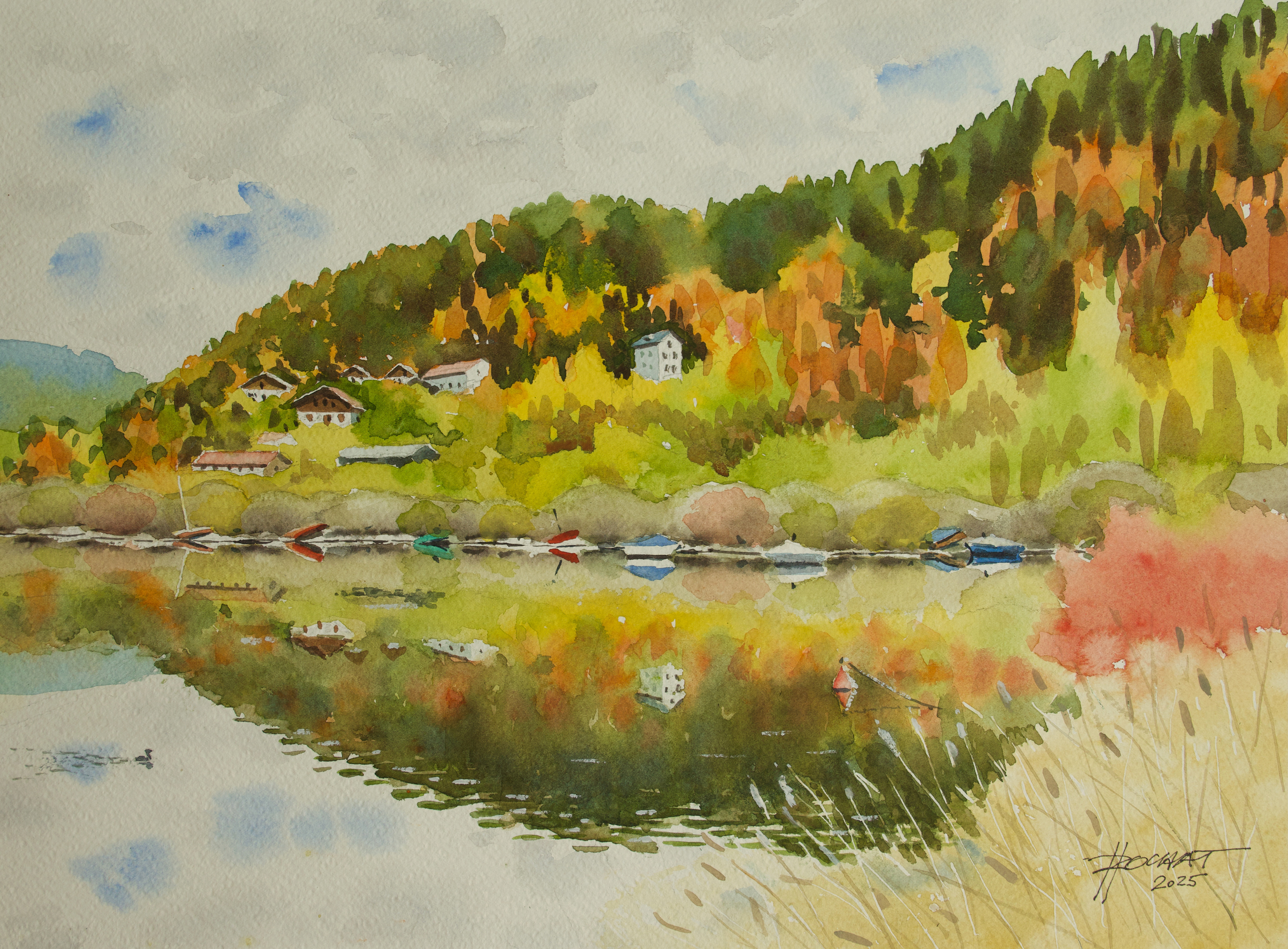 Lac de Joux en automne   39 x 29 cm