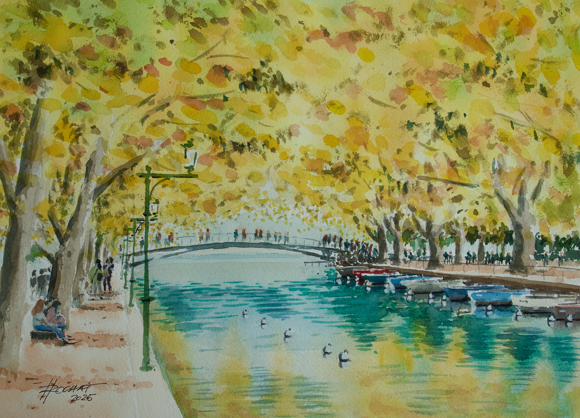 Pont des Amoureux à Annecy   39 x 29 cm