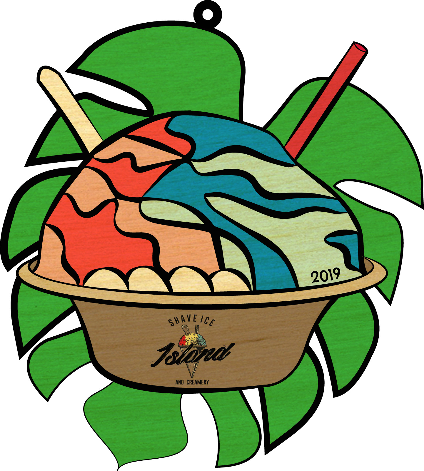 Wooden Ornament Mockup - Island Shave Ice and Creamery