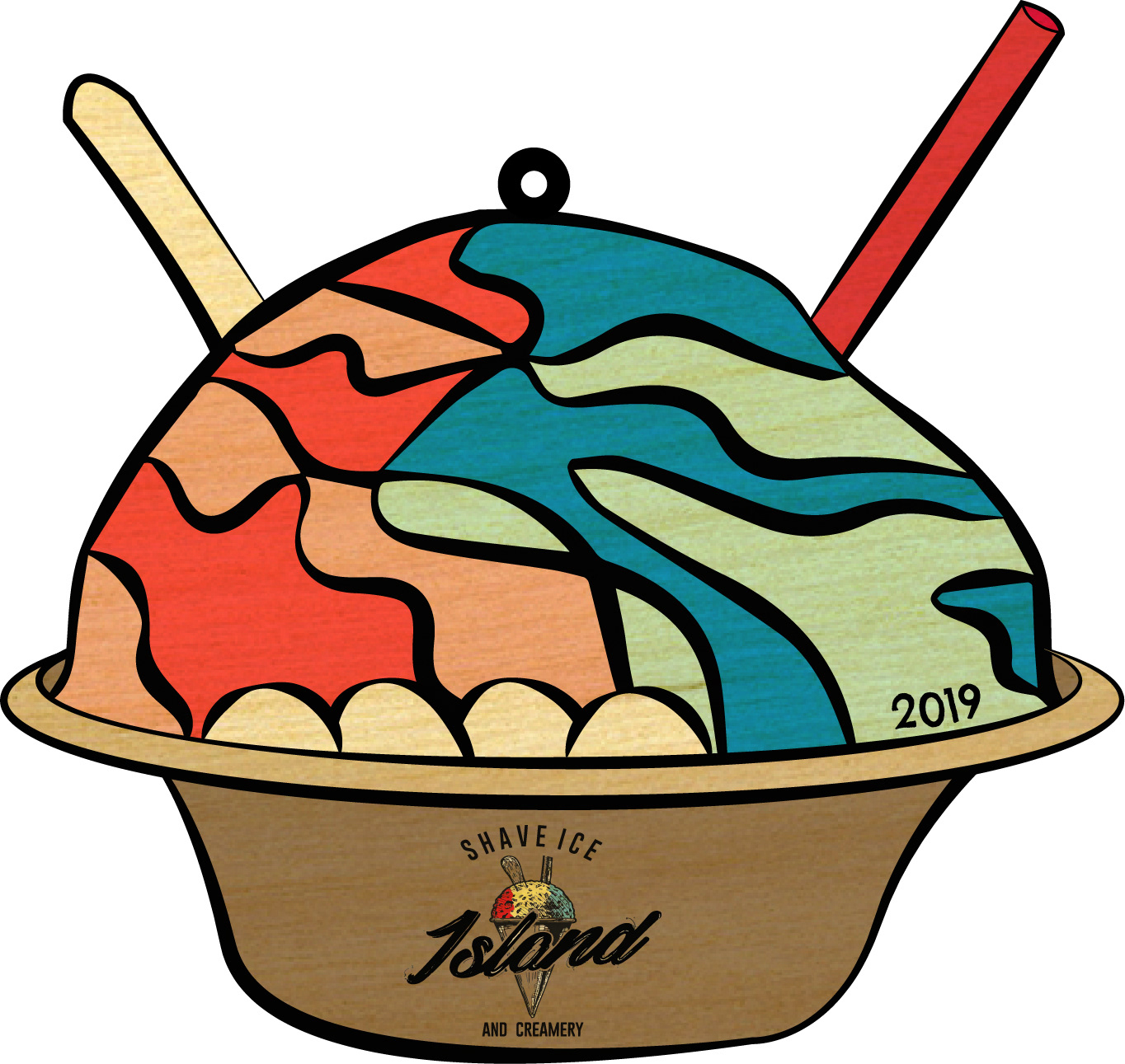 Wooden Ornament Mockup - Island Shave Ice and Creamery