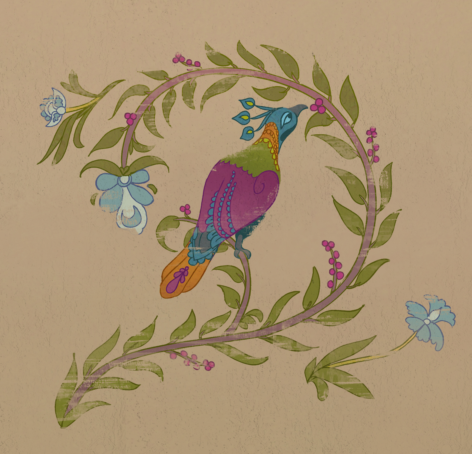 wall mural featuring the Himalayan monal