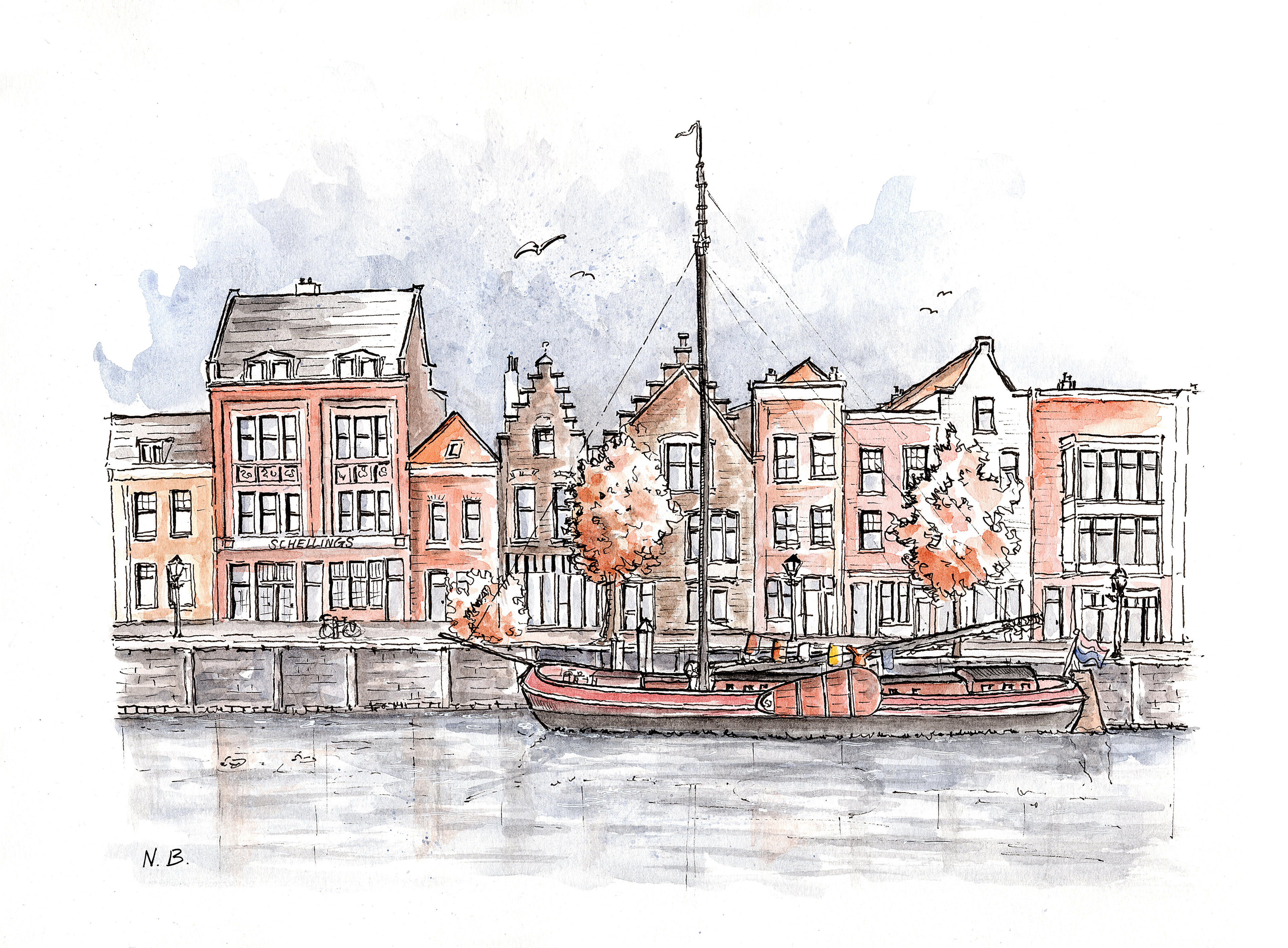 Urban sketching, Delfshaven Rotterdam